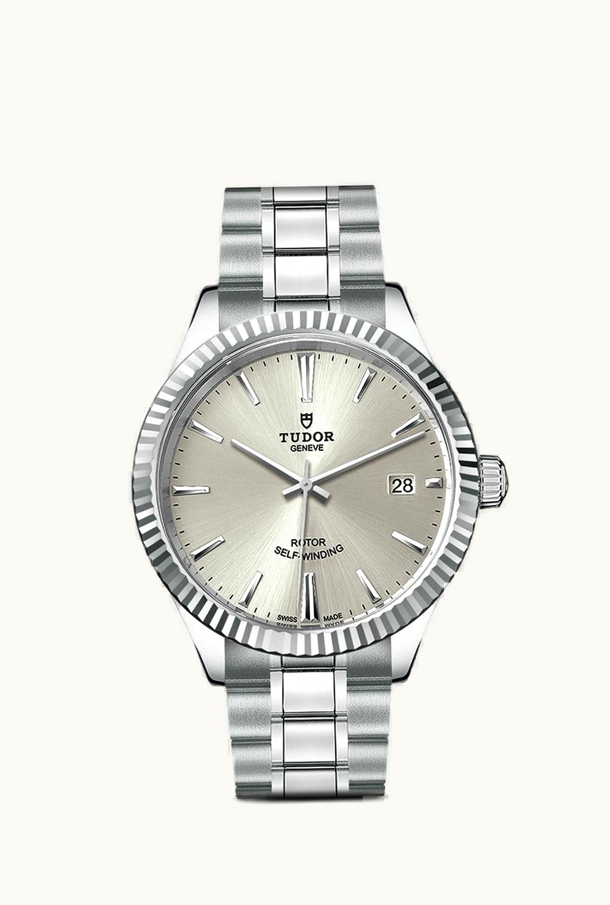 Tudor Style 38 Stainless Steel / Fluted / Silver / Bracelet