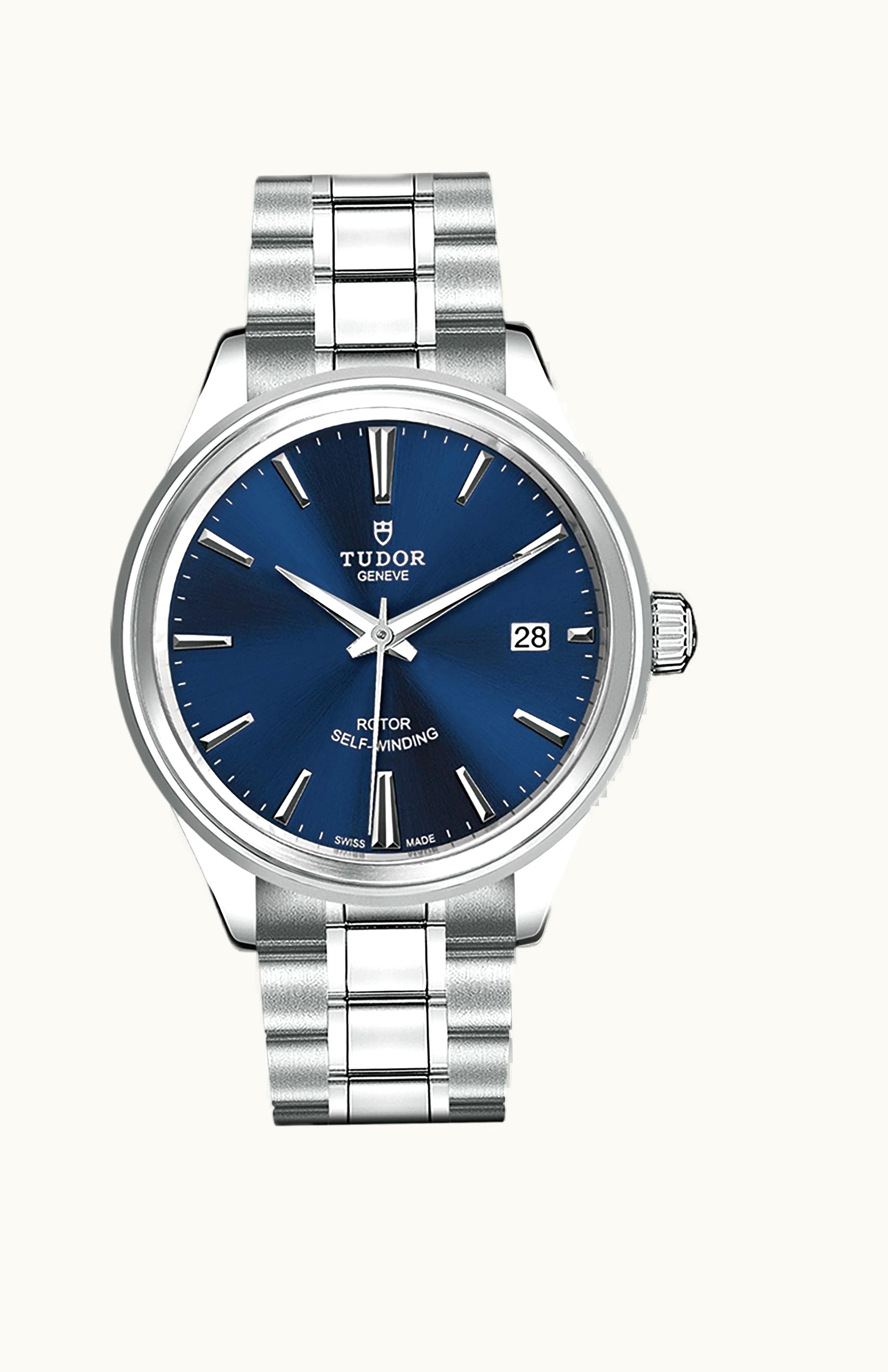 Tudor Style 38 Stainless Steel / Blue / Strap