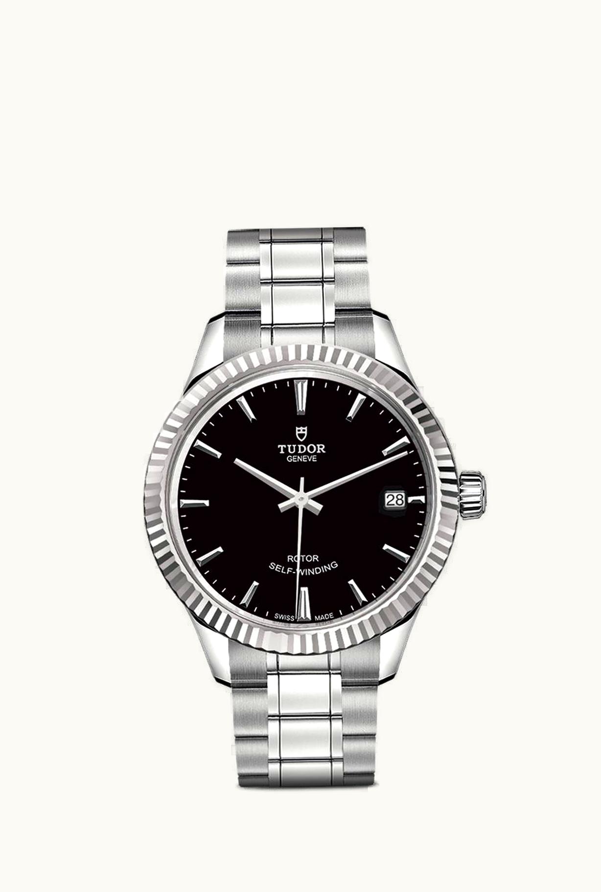 Tudor Style 34 Stainless Steel / Fluted / Black / Bracelet