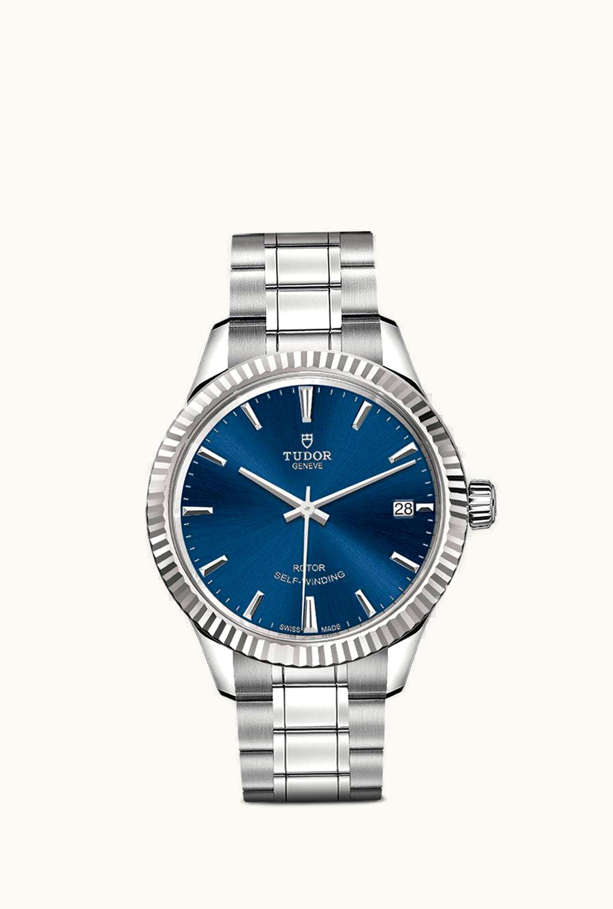 Tudor Style 34 Stainless Steel / Fluted / Blue / Bracelet