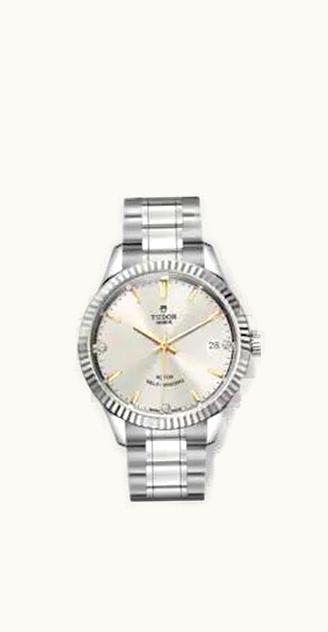 Tudor Style 34 Stainless Steel / Fluted / Silver-Diamond / Bracelet