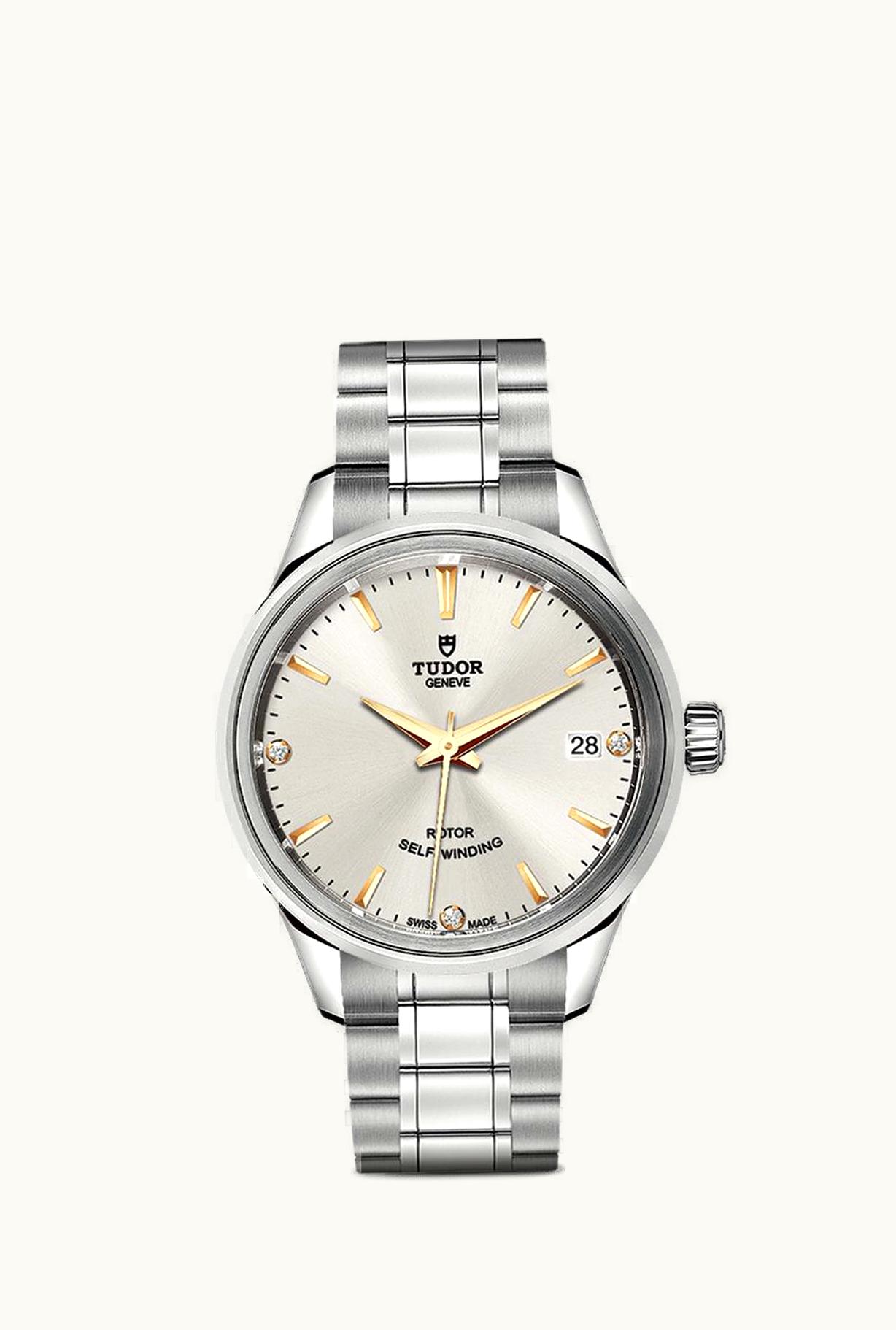 Tudor Style 34 Stainless Steel / Silver-Diamond / Bracelet