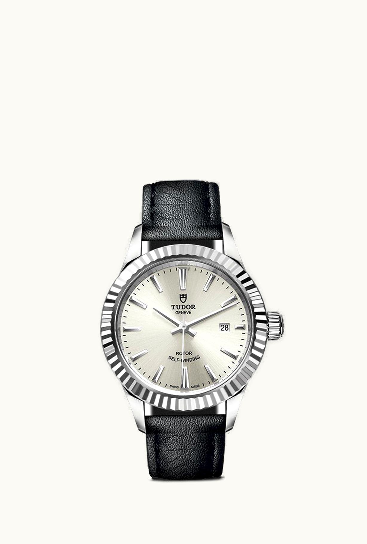 Tudor Style 28 Stainless Steel / Fluted / Silver / Strap