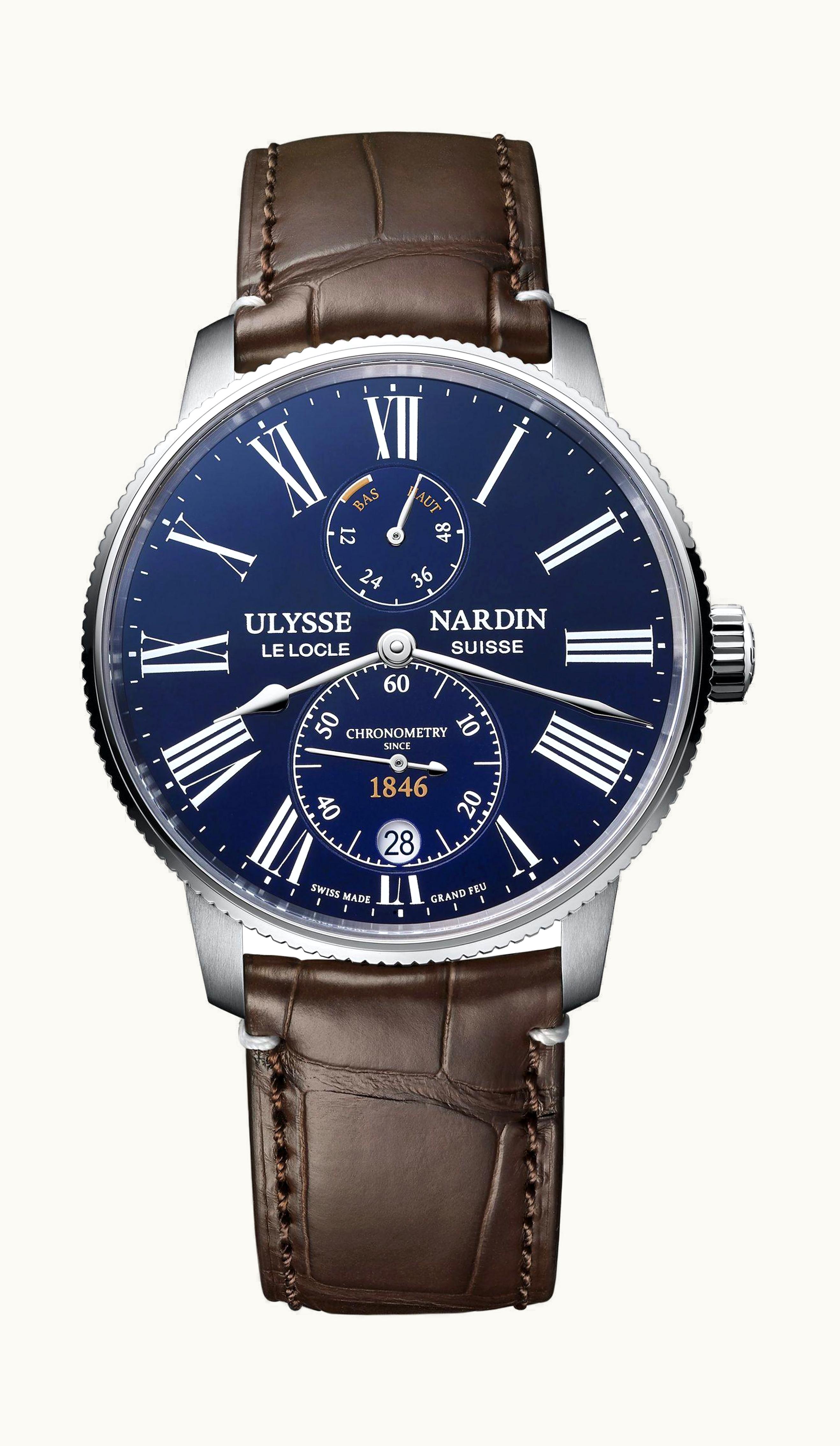 Ulysse Nardin Marine Torpilleur Stainless Steel / Blue Enamel / Alligator