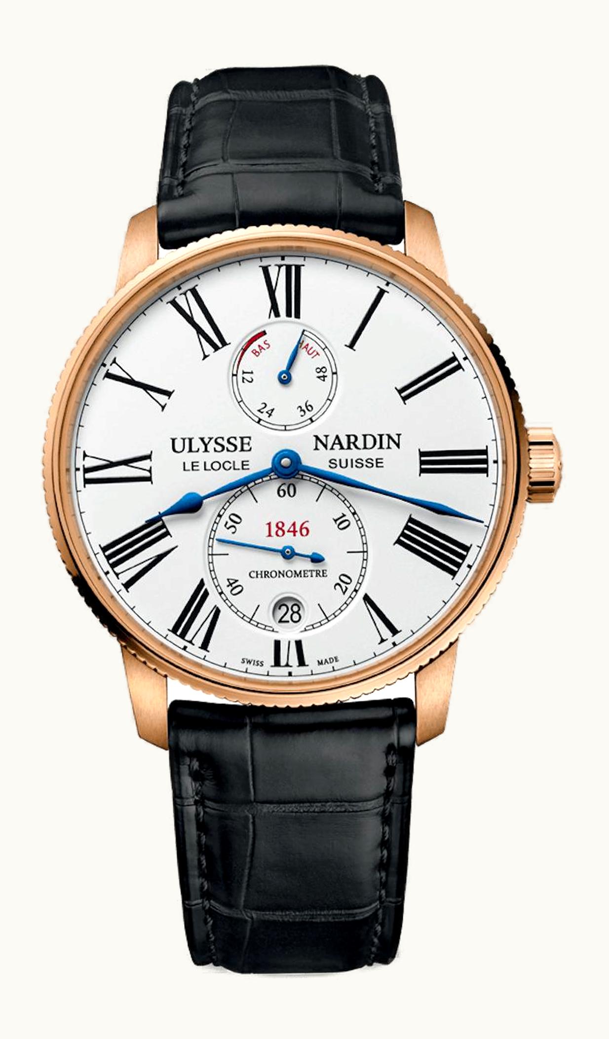 Ulysse Nardin Marine Torpilleur Rose Gold / White / Alligator