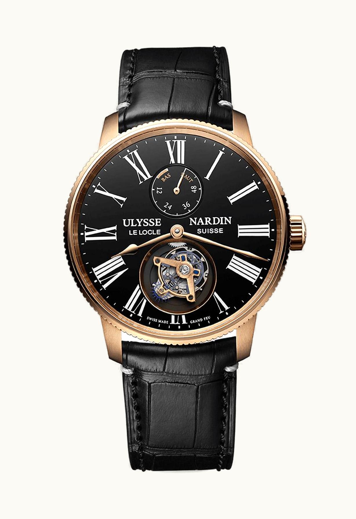 Ulysse Nardin Marine Torpilleur Tourbillon Rose Gold / Black Enamel / Alligator