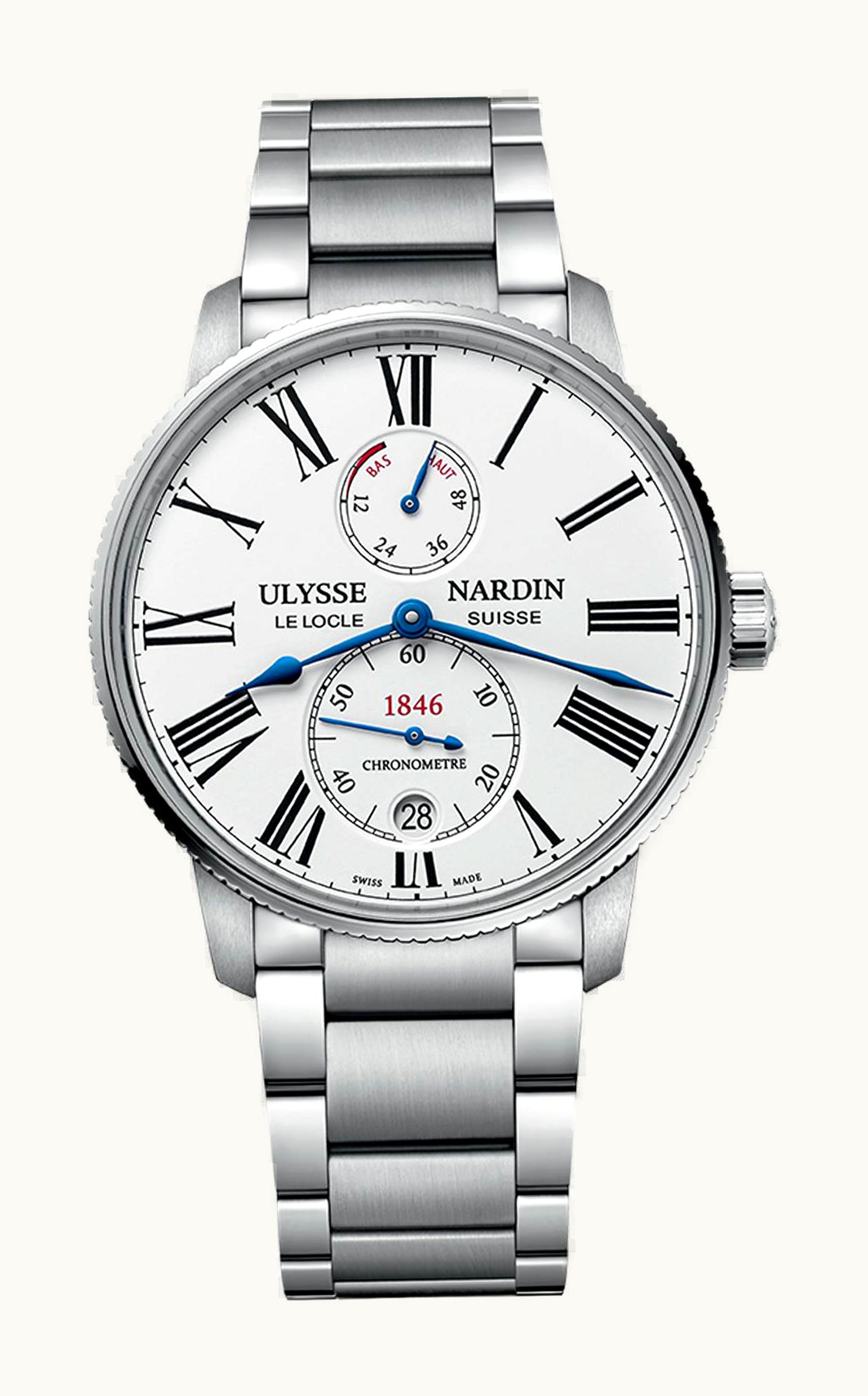 Ulysse Nardin Marine Torpilleur Stainless Steel / White / Alligator