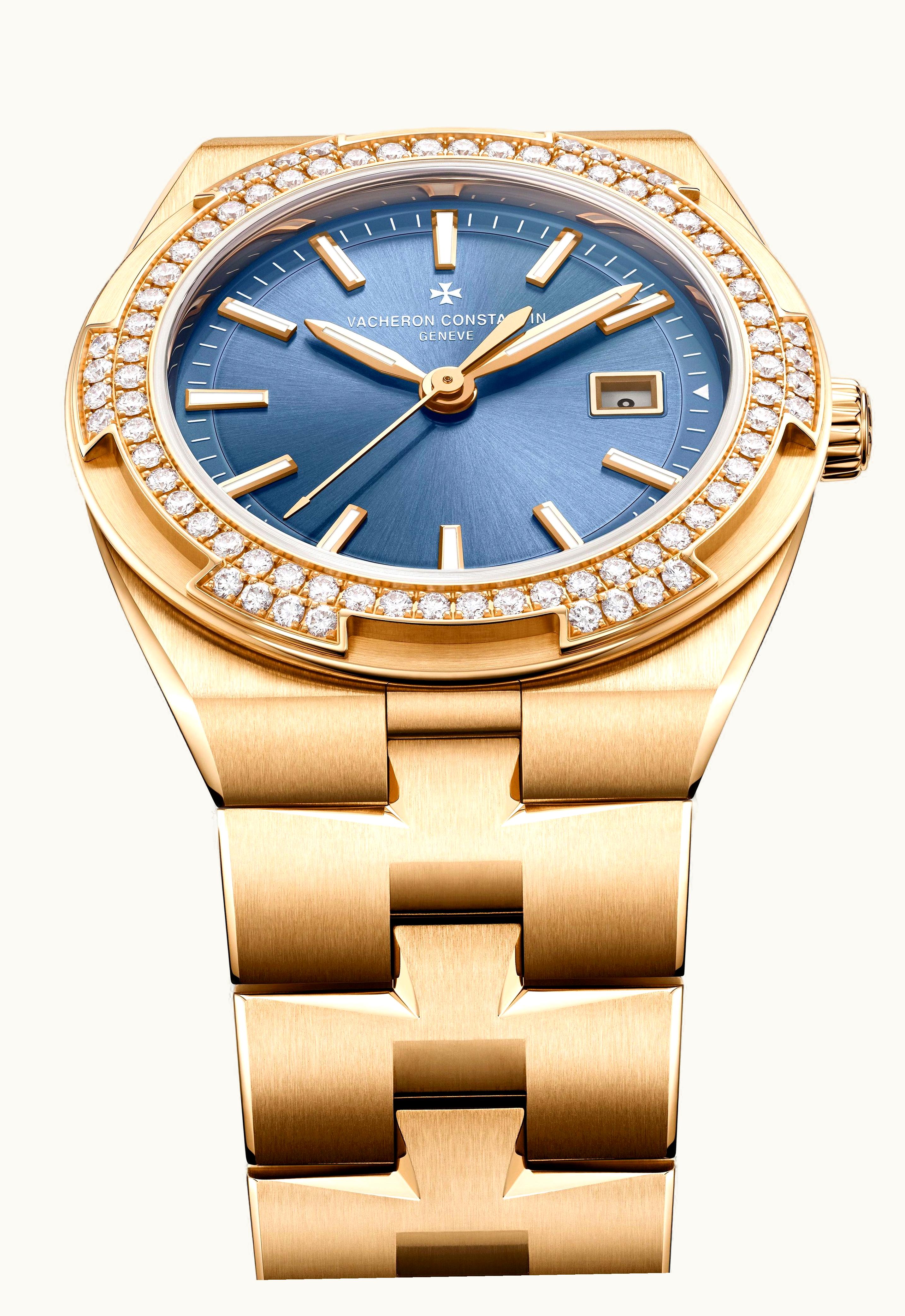 Vacheron Constantin Overseas Quartz Pink Gold - Diamond / Blue