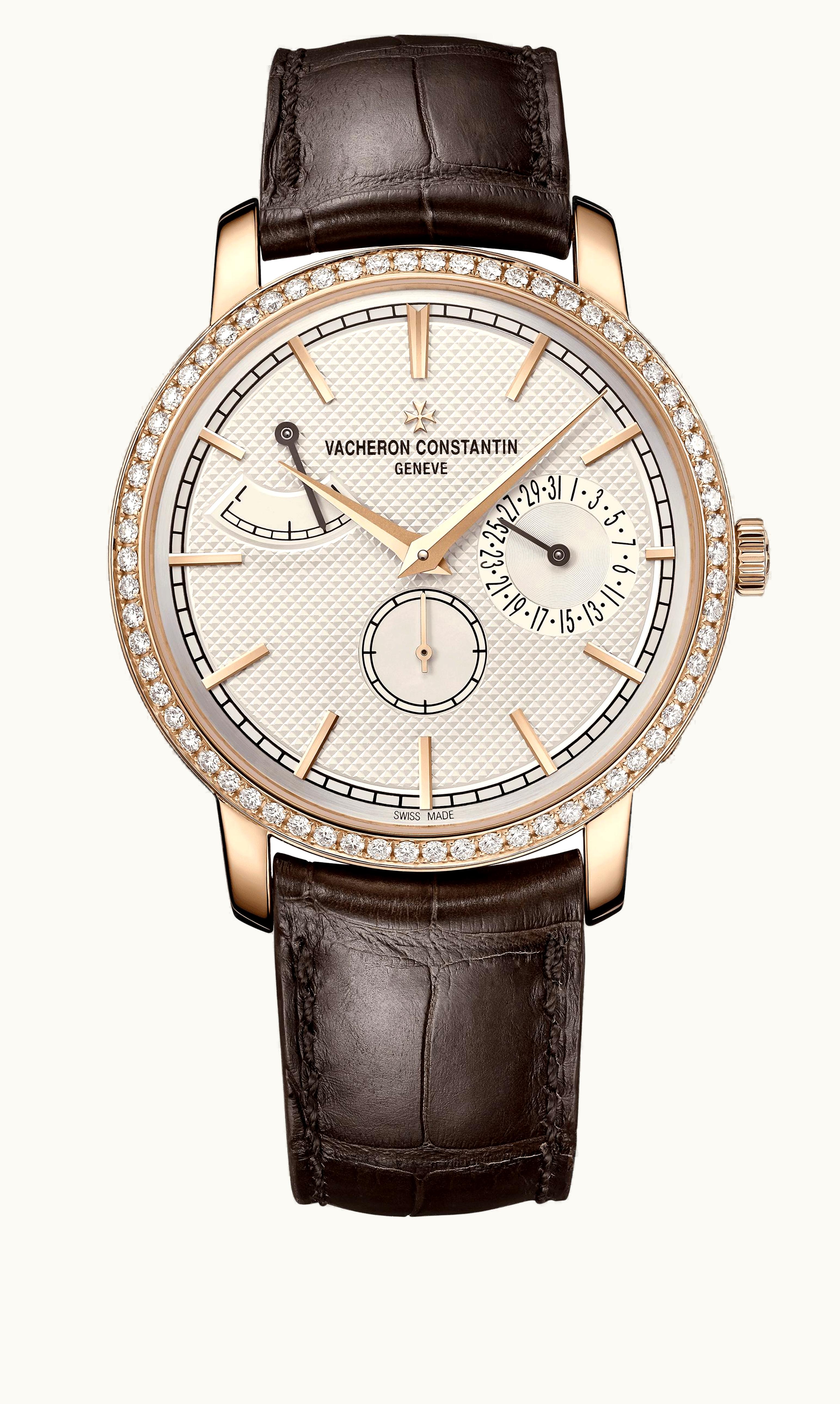 Vacheron Constantin Traditionnelle Manual-Winding Date and Power Reserve Pink Gold / Diamond / Silver