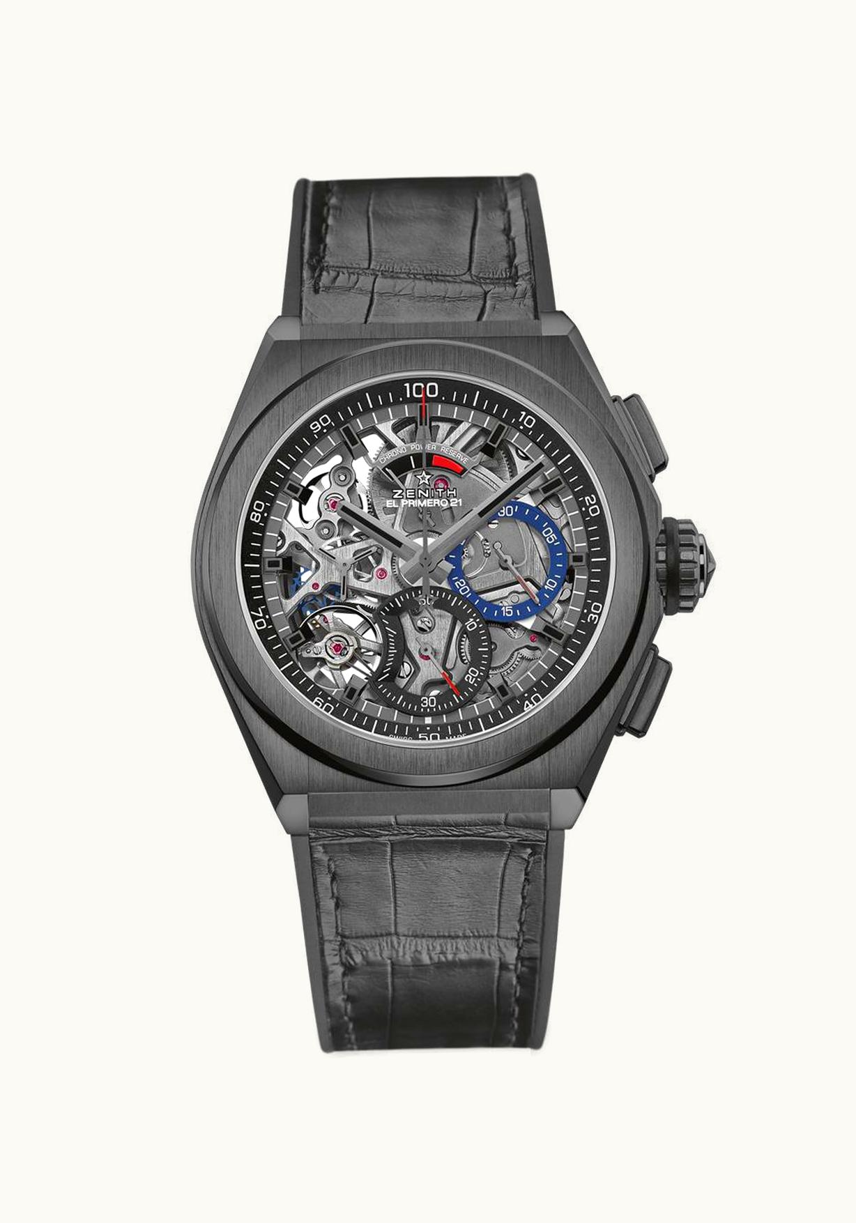 Zenith Defy El Primero 21 Black Ceramic / Skeleton / Alligator