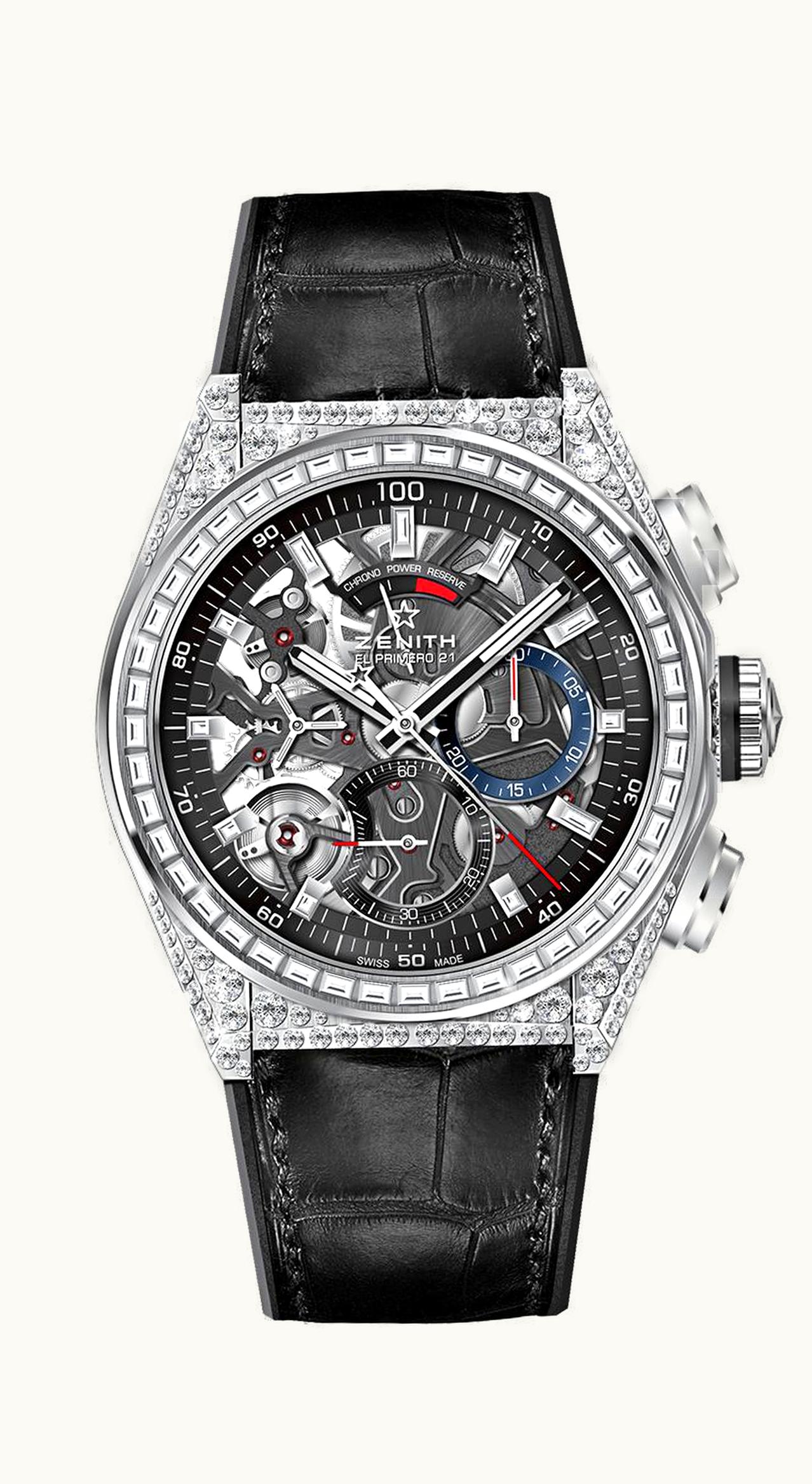 Zenith Defy El Primero 21 Titanium / Diamond / Skeleton / Alligator
