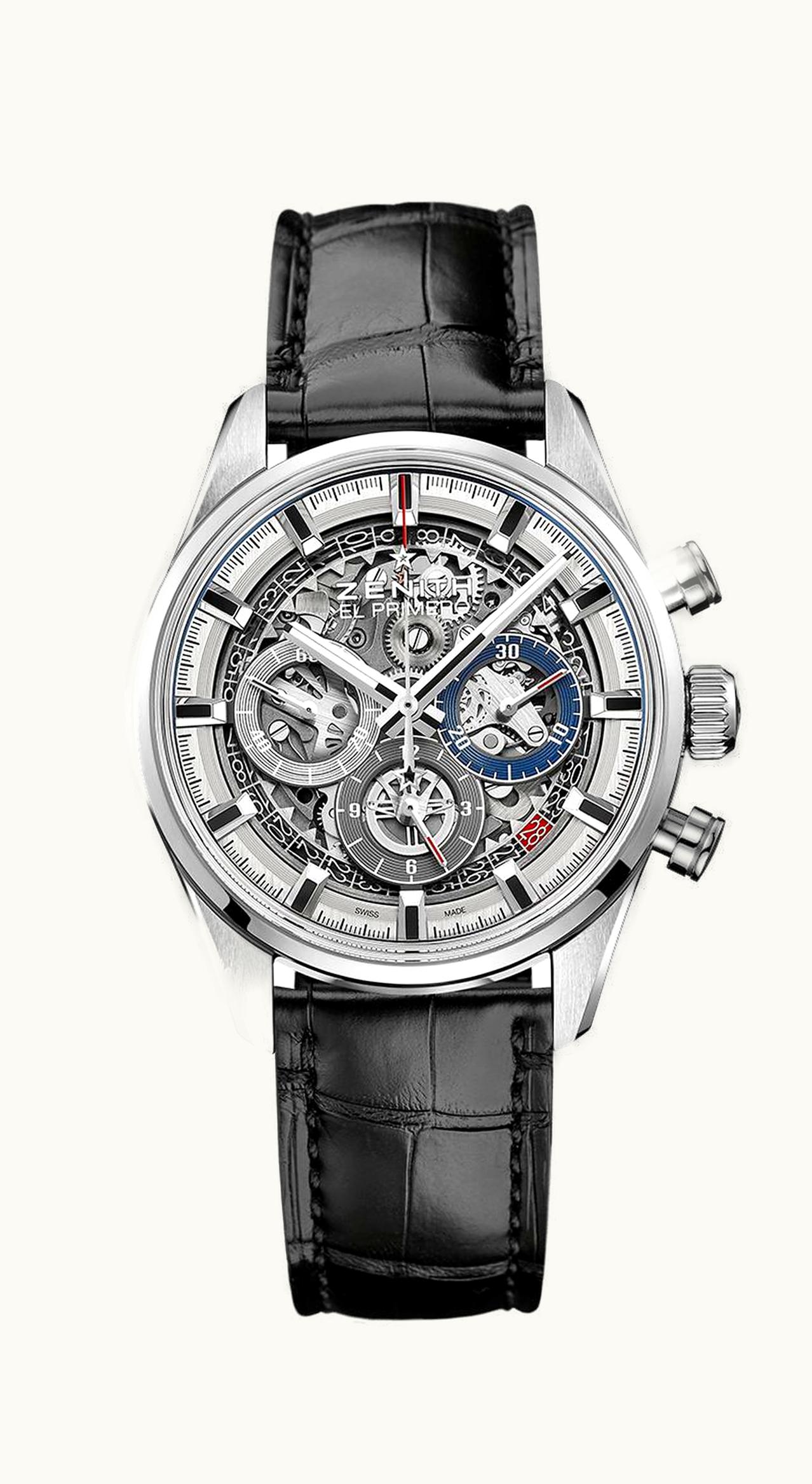 Zenith El Primero Chronomaster Full Open 38 Stainless Steel / Alligator