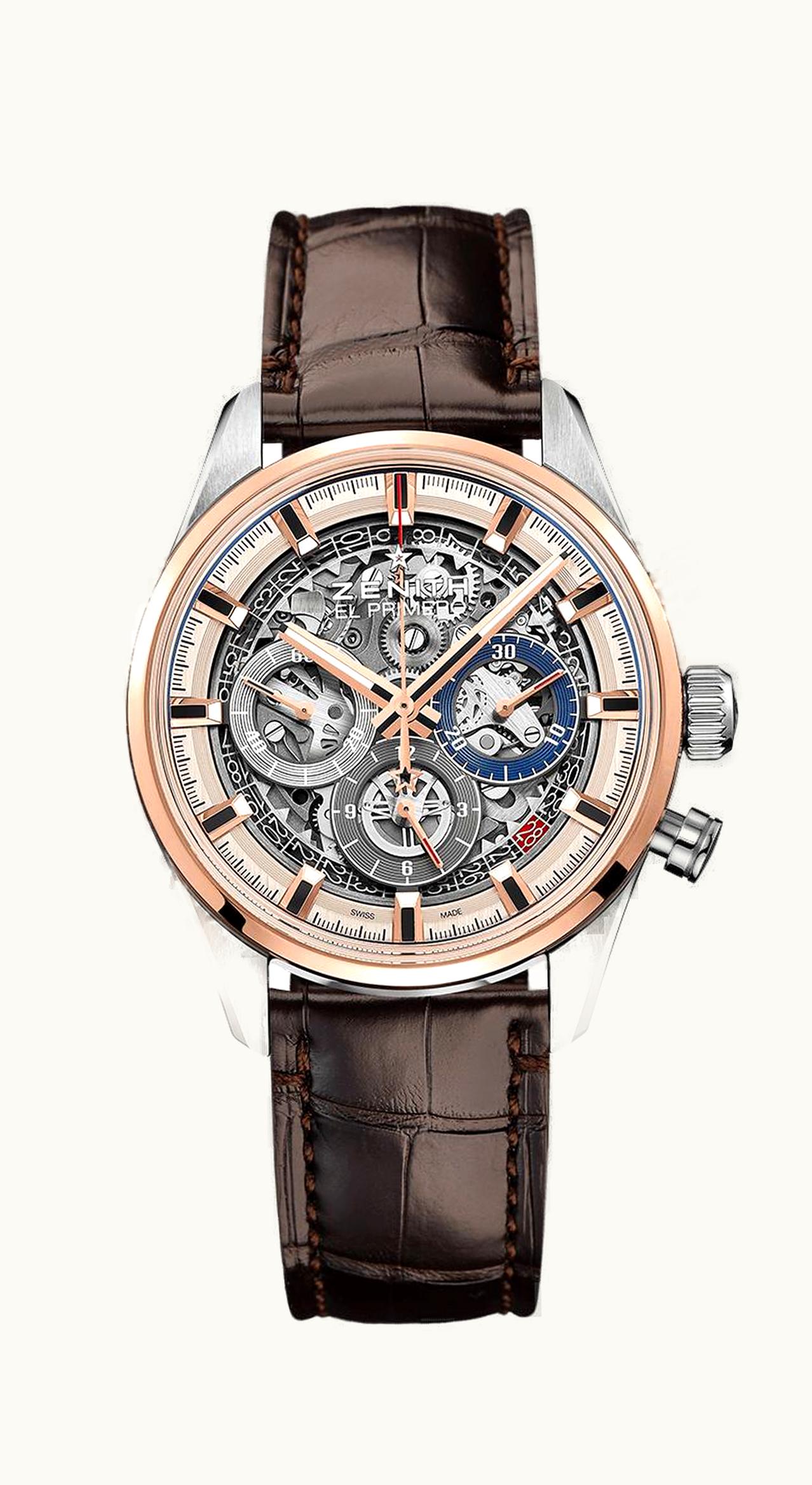 Zenith El Primero Chronomaster Full Open 38 Stainless Steel / Rose Gold / Alligator