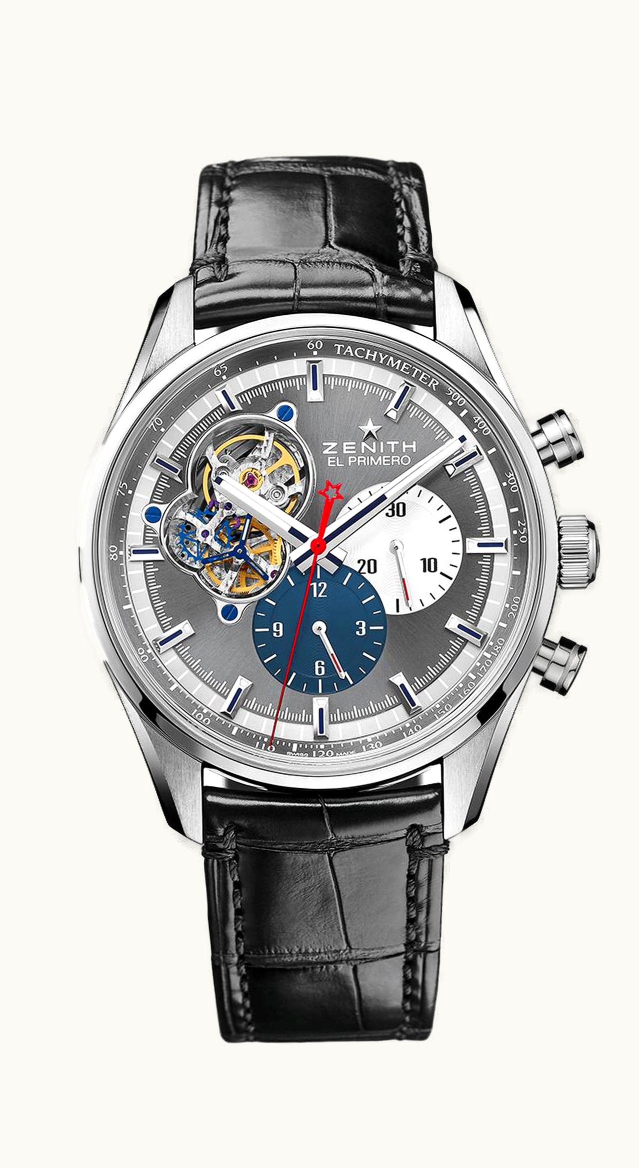 Zenith El Primero Chronomaster Open Stainless Steel / Grey 1969 / Alligator