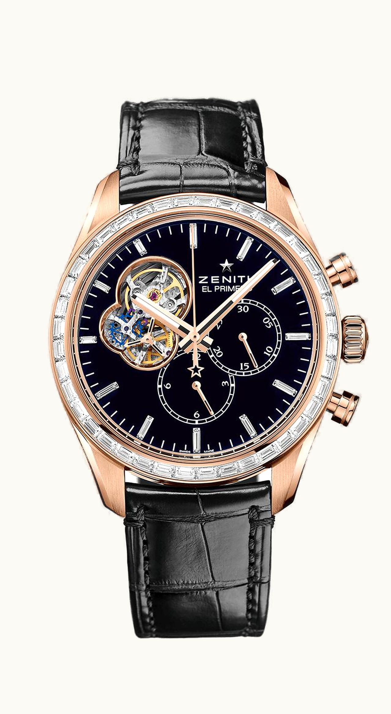 Zenith El Primero Chronomaster Open Rose Gold / Diamond / Black / Alligator