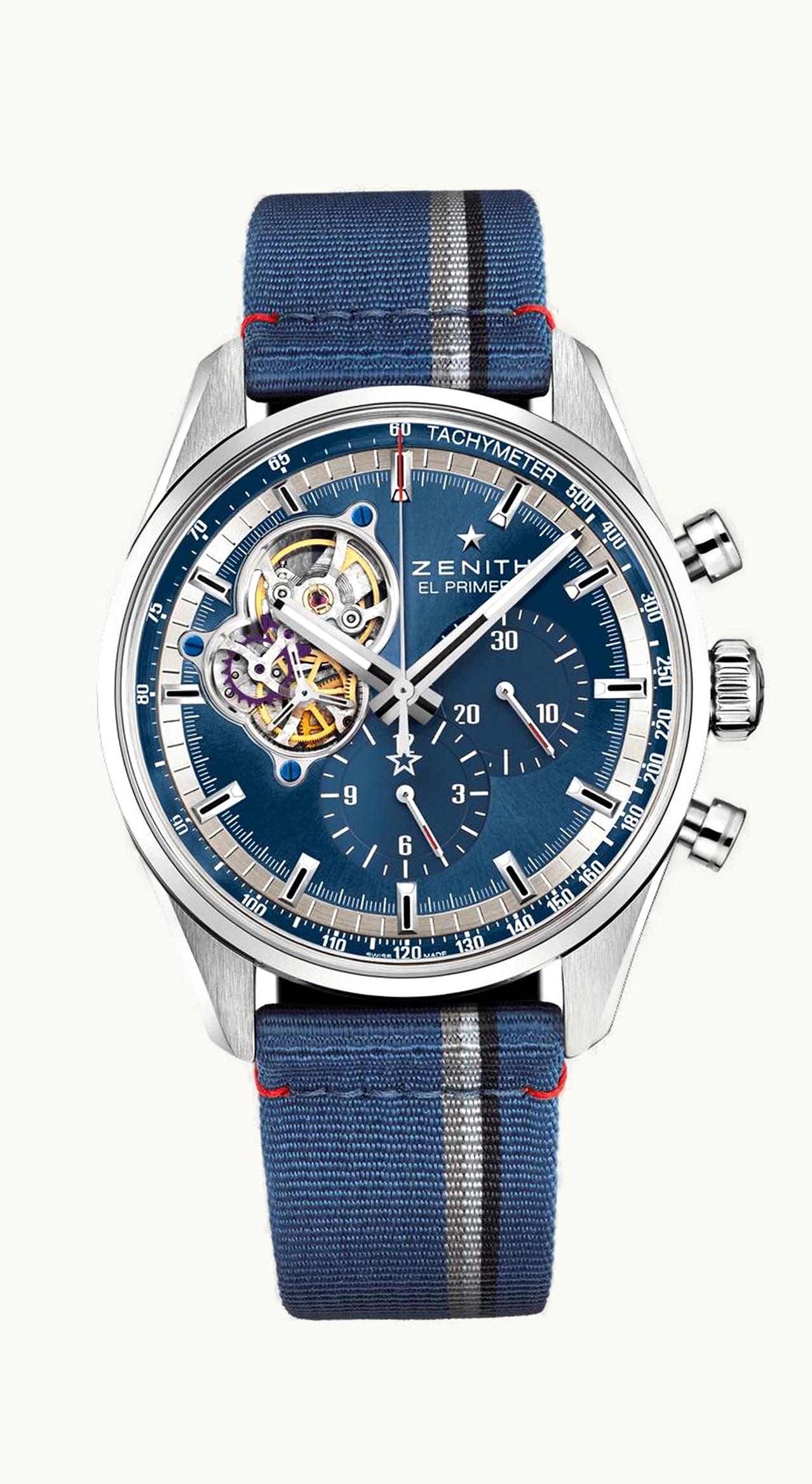 Zenith El Primero Chronomaster Open Stainless Steel / Blue / Fabric