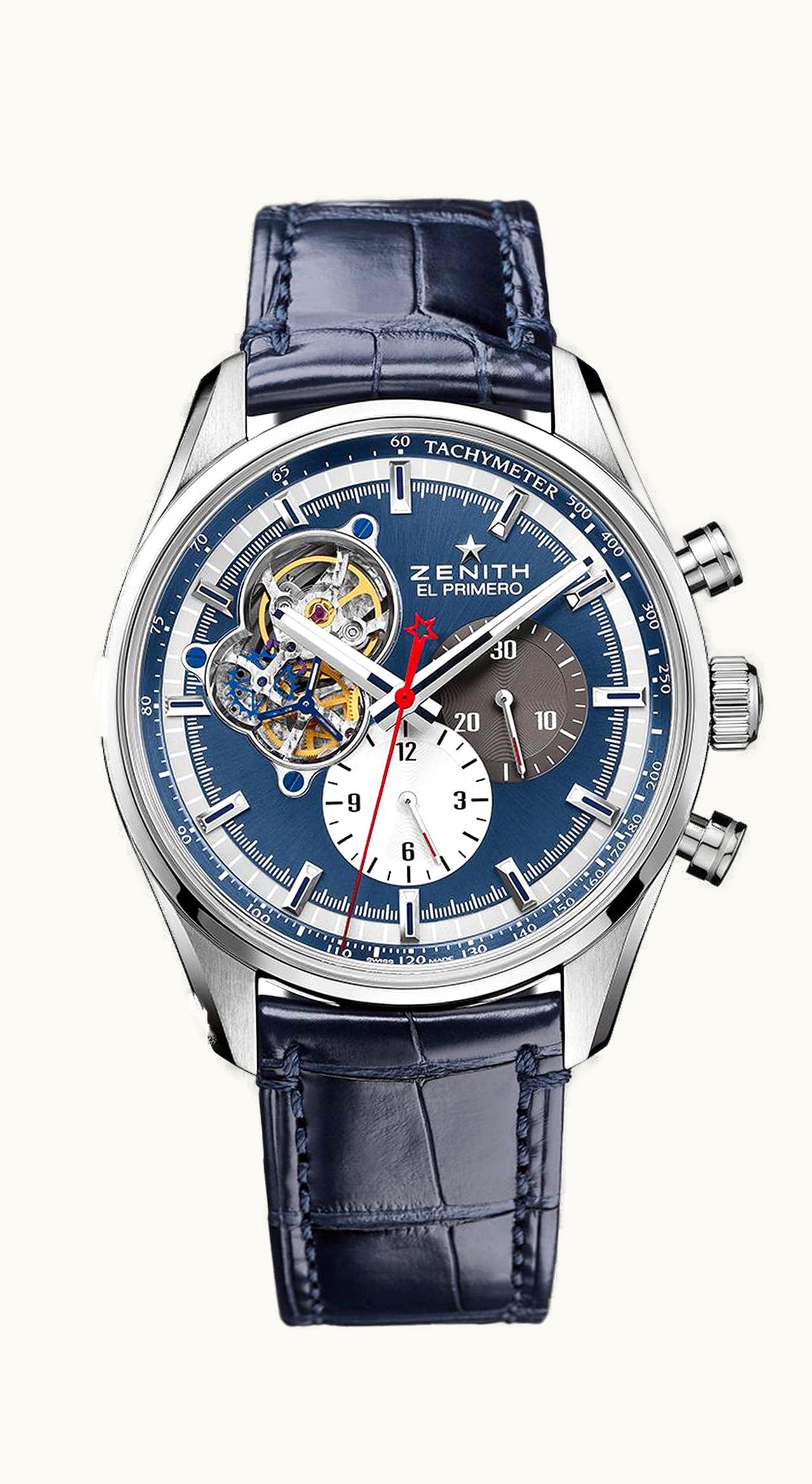 Zenith El Primero Chronomaster Open Stainless Steel / Blue 1969 / Alligator