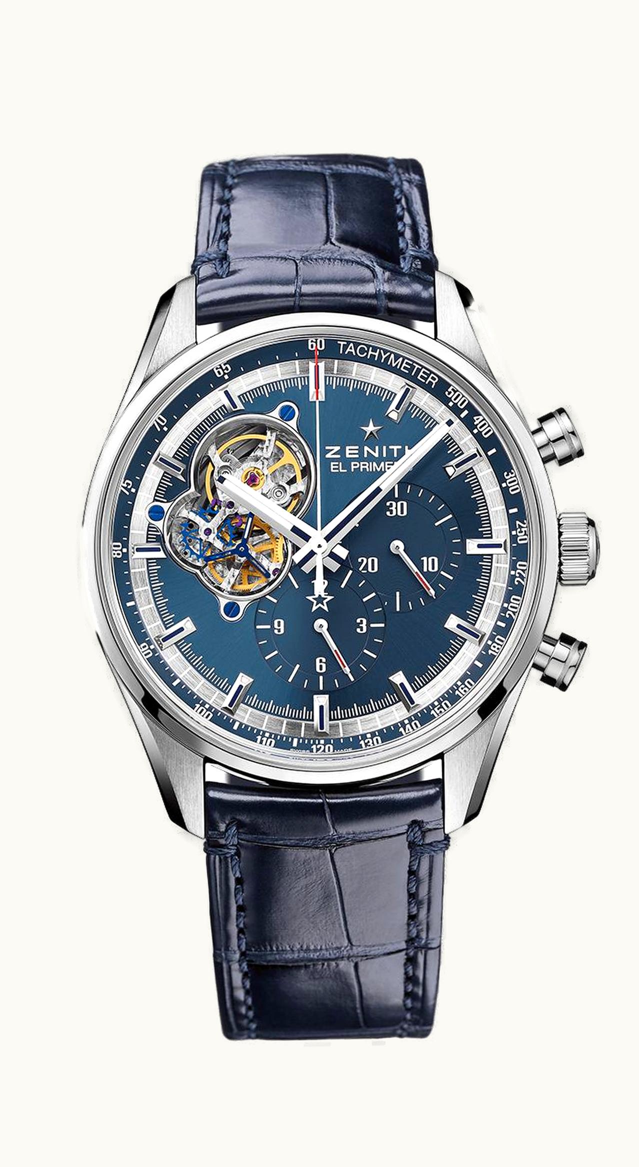 Zenith El Primero Chronomaster Open Stainless Steel / Blue / Alligator