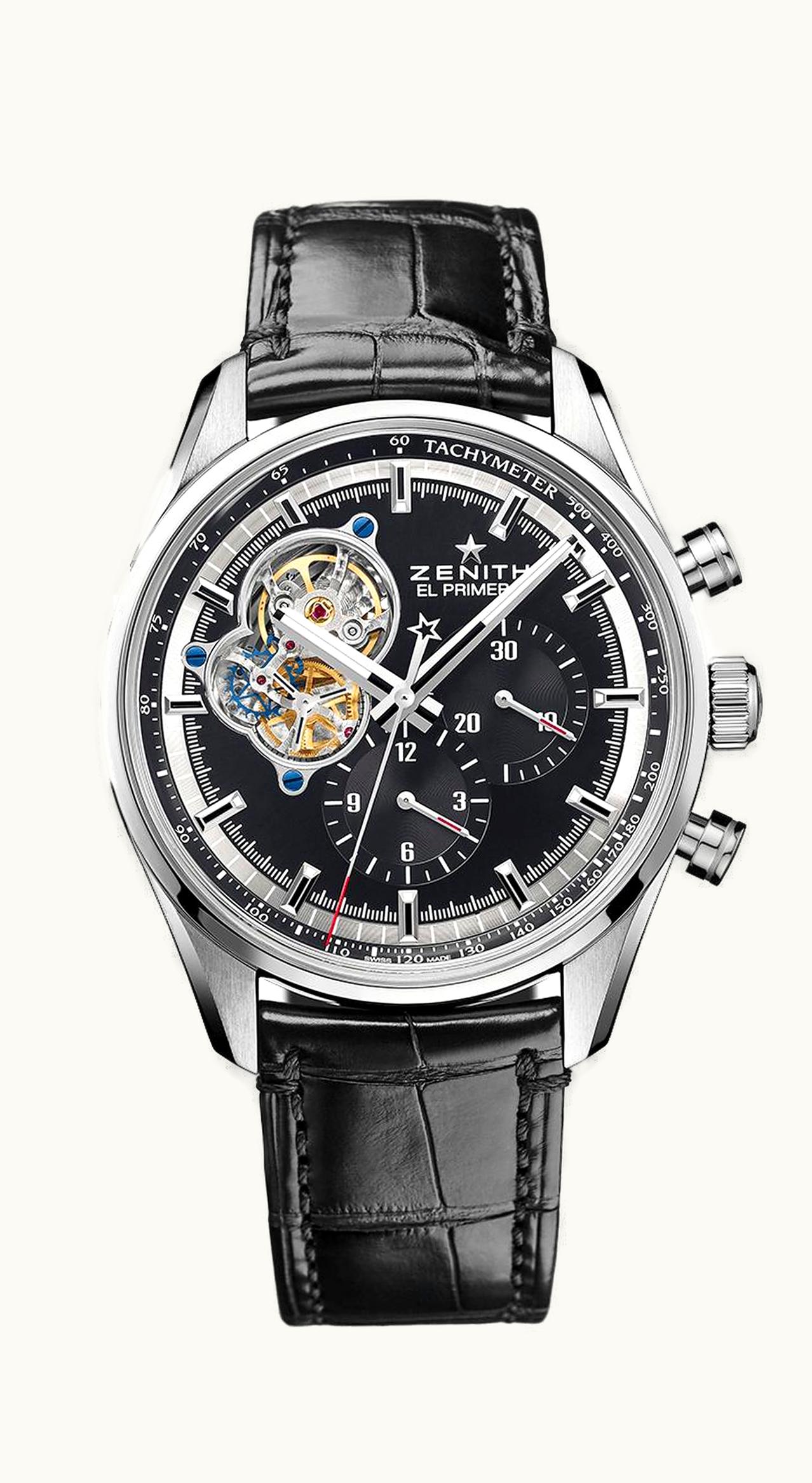 Zenith El Primero Chronomaster Open Stainless Steel / Black / Alligator