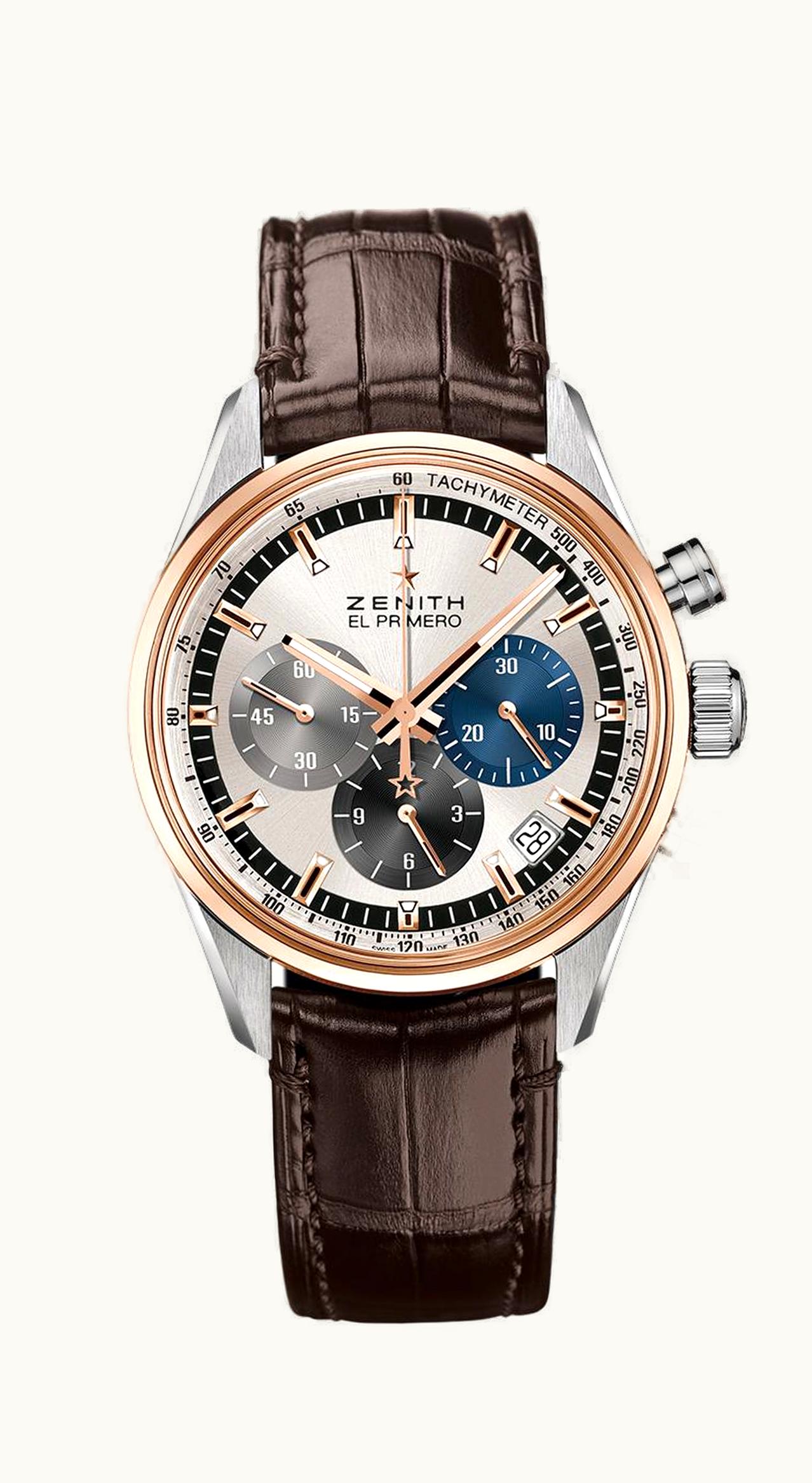 Zenith El Primero Chronomaster 38 Stainless Steel / Rose Gold / Silver / Alligator