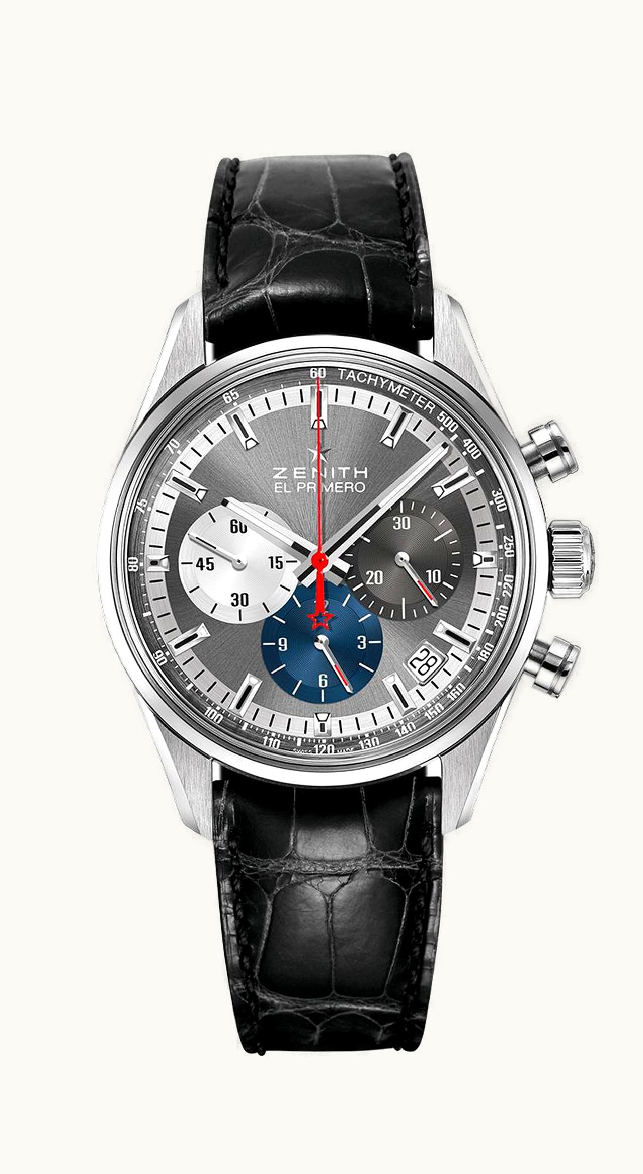 Zenith El Primero Chronomaster 38 Stainless Steel / Slate / Alligator