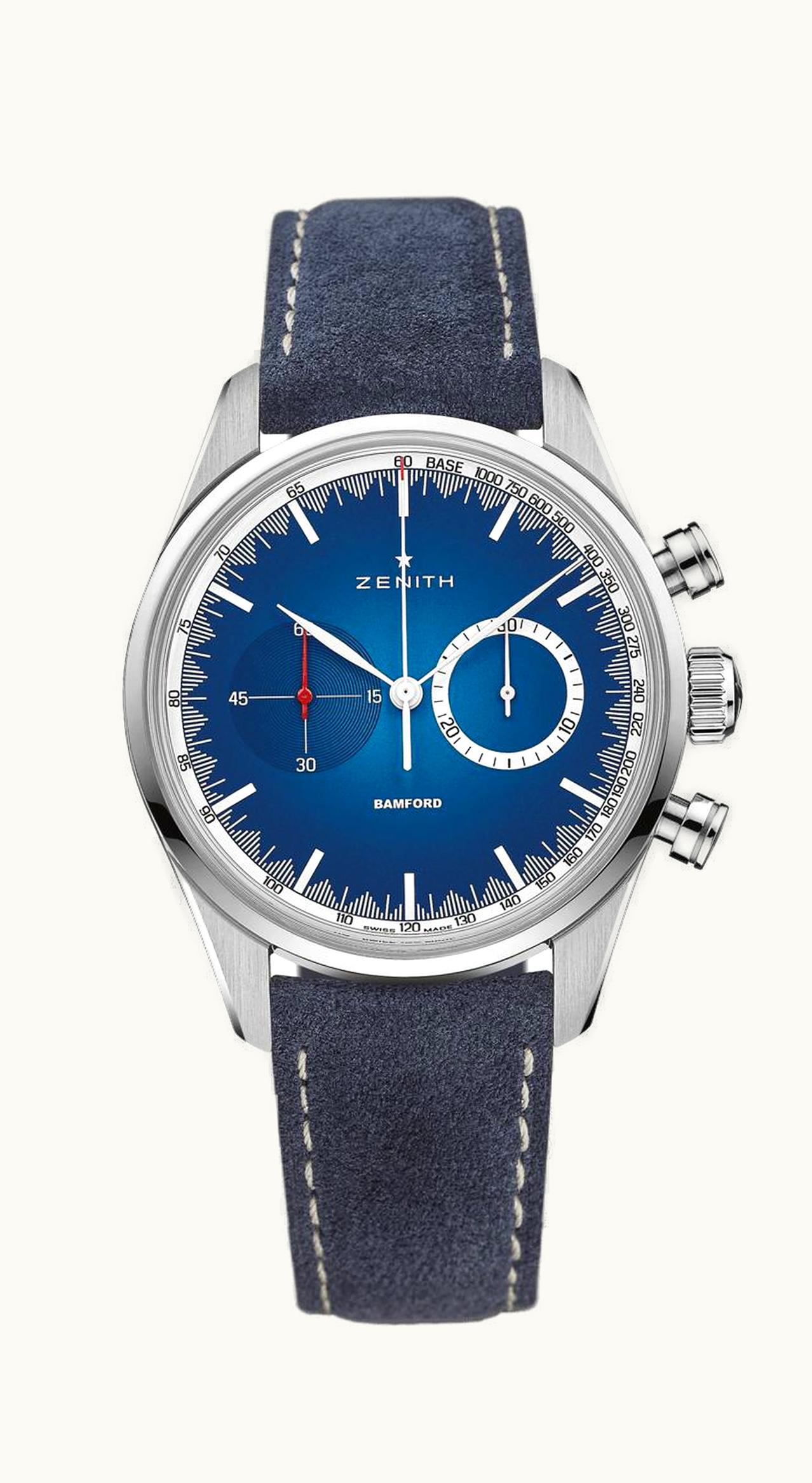 Zenith El Primero Chronomaster 38 Stainless Steel / Solar Blue / Alcantara