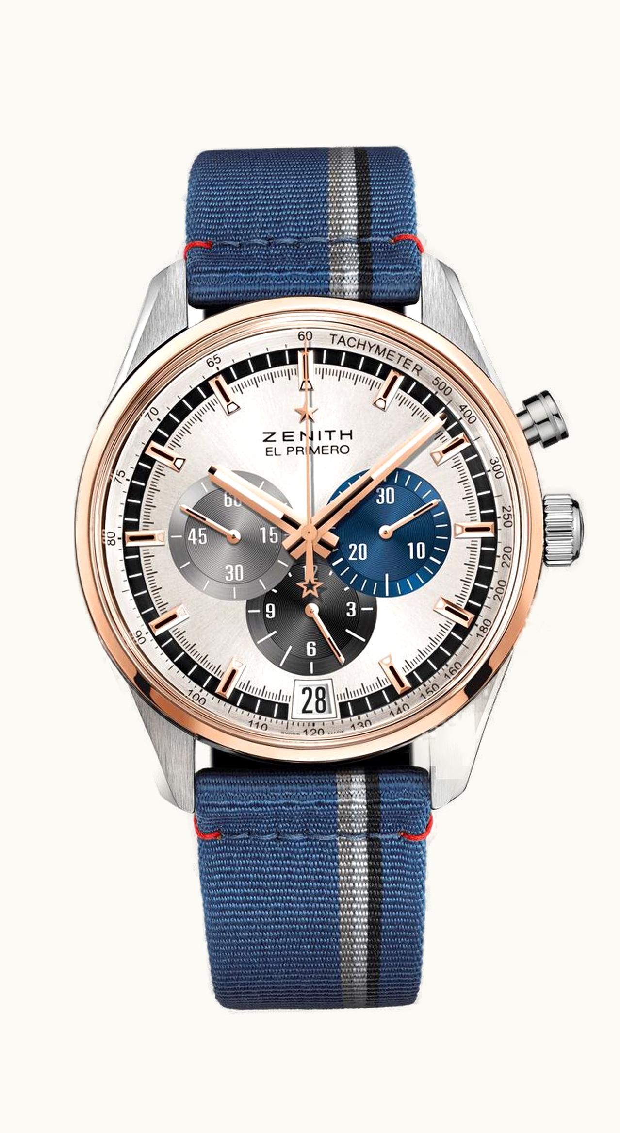 Zenith El Primero Chronomaster 42 Stainless Steel / Rose Gold / Silver / Fabric