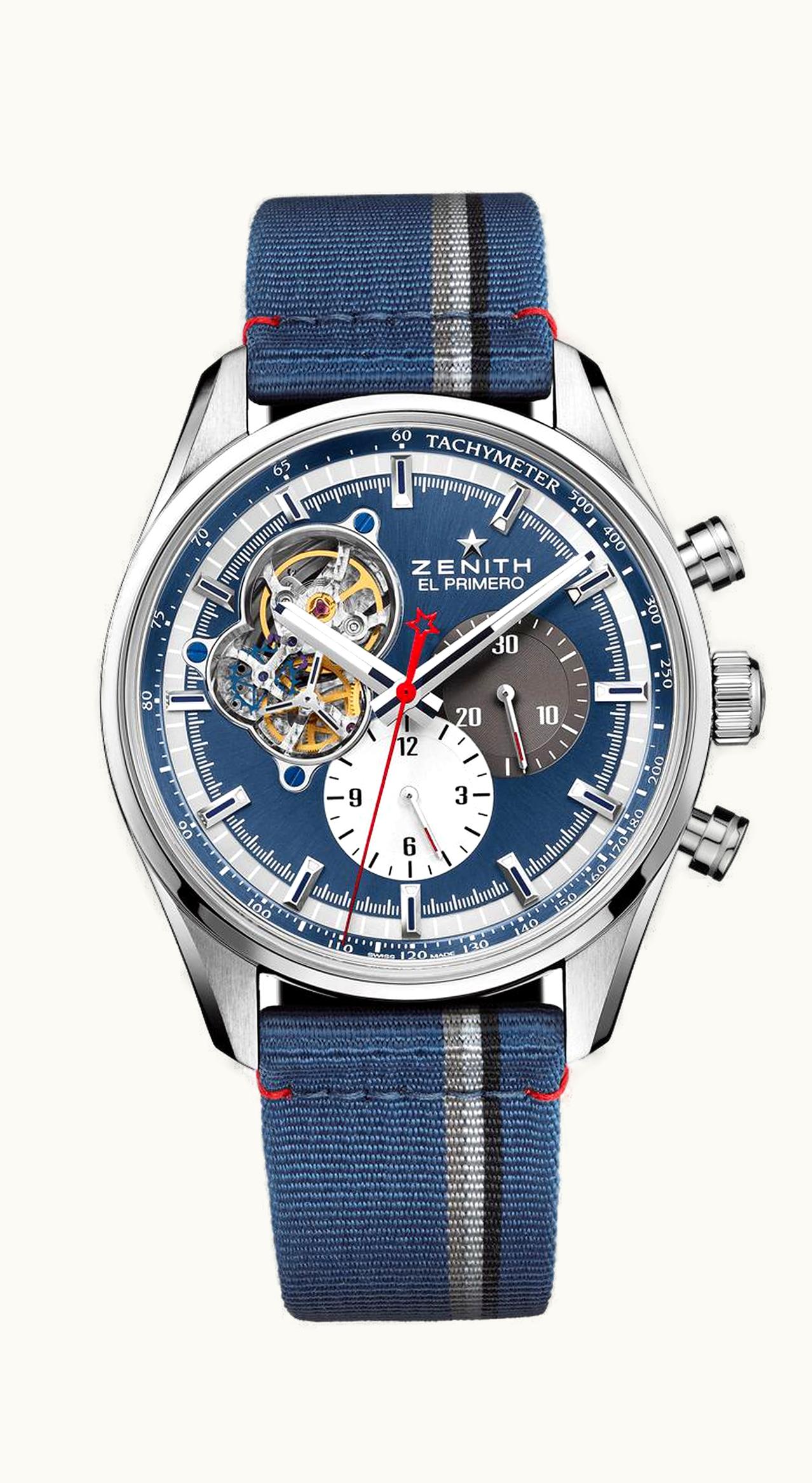 Zenith El Primero Chronomaster Open Stainless Steel / Blue 1969 / Fabric