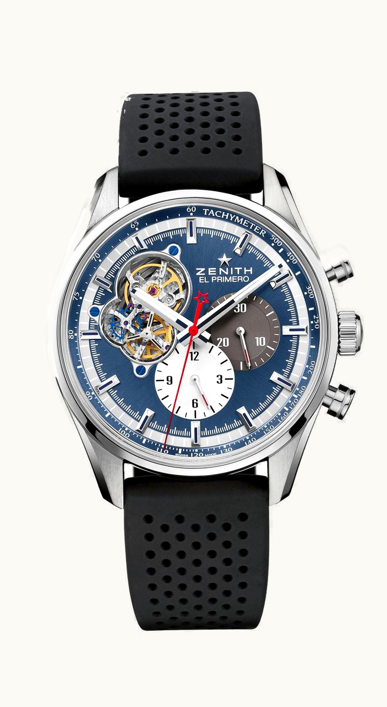 Zenith El Primero Chronomaster Open Stainless Steel / Blue 1969 / Rubber