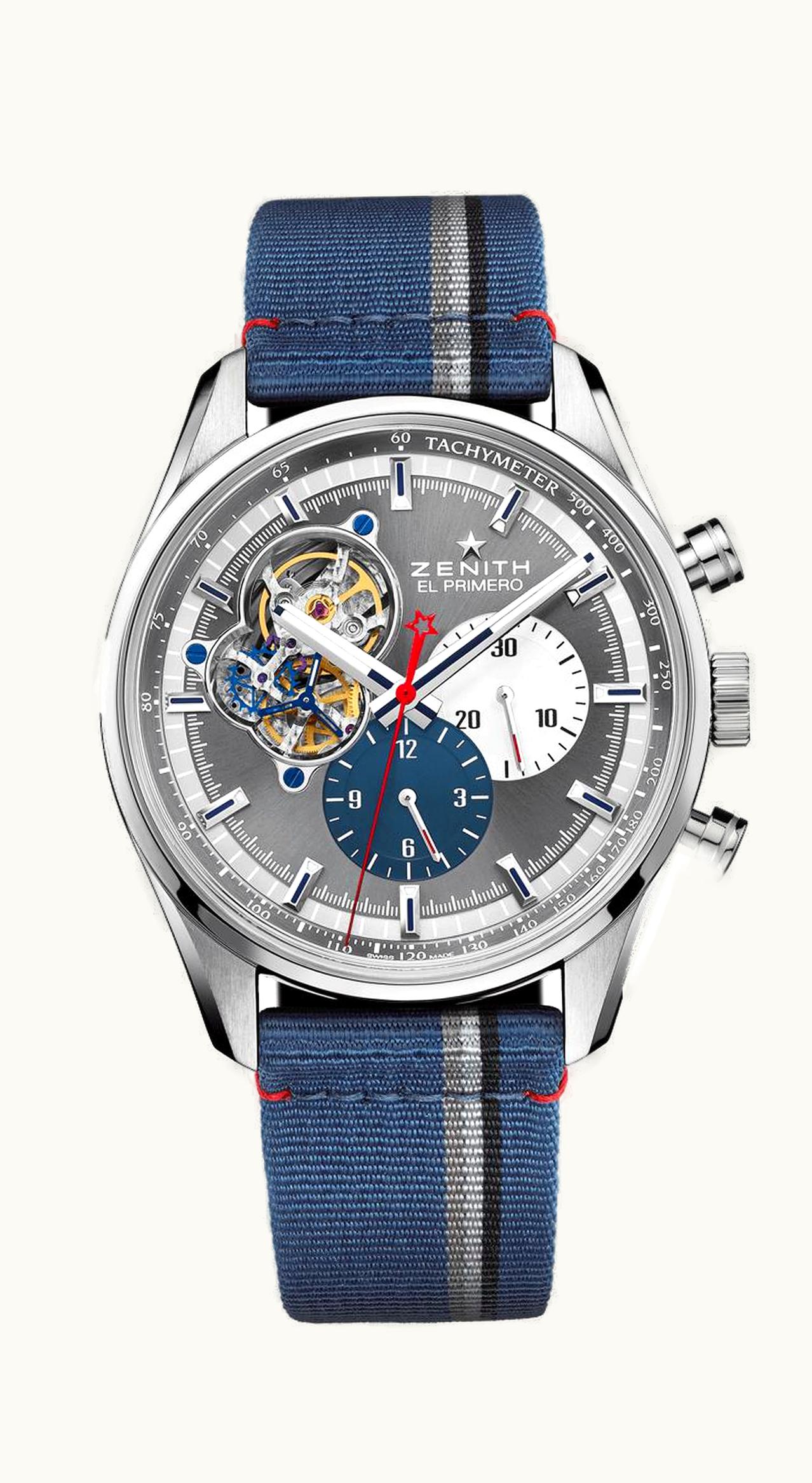 Zenith El Primero Chronomaster Open Stainless Steel / Grey 1969 / Fabric