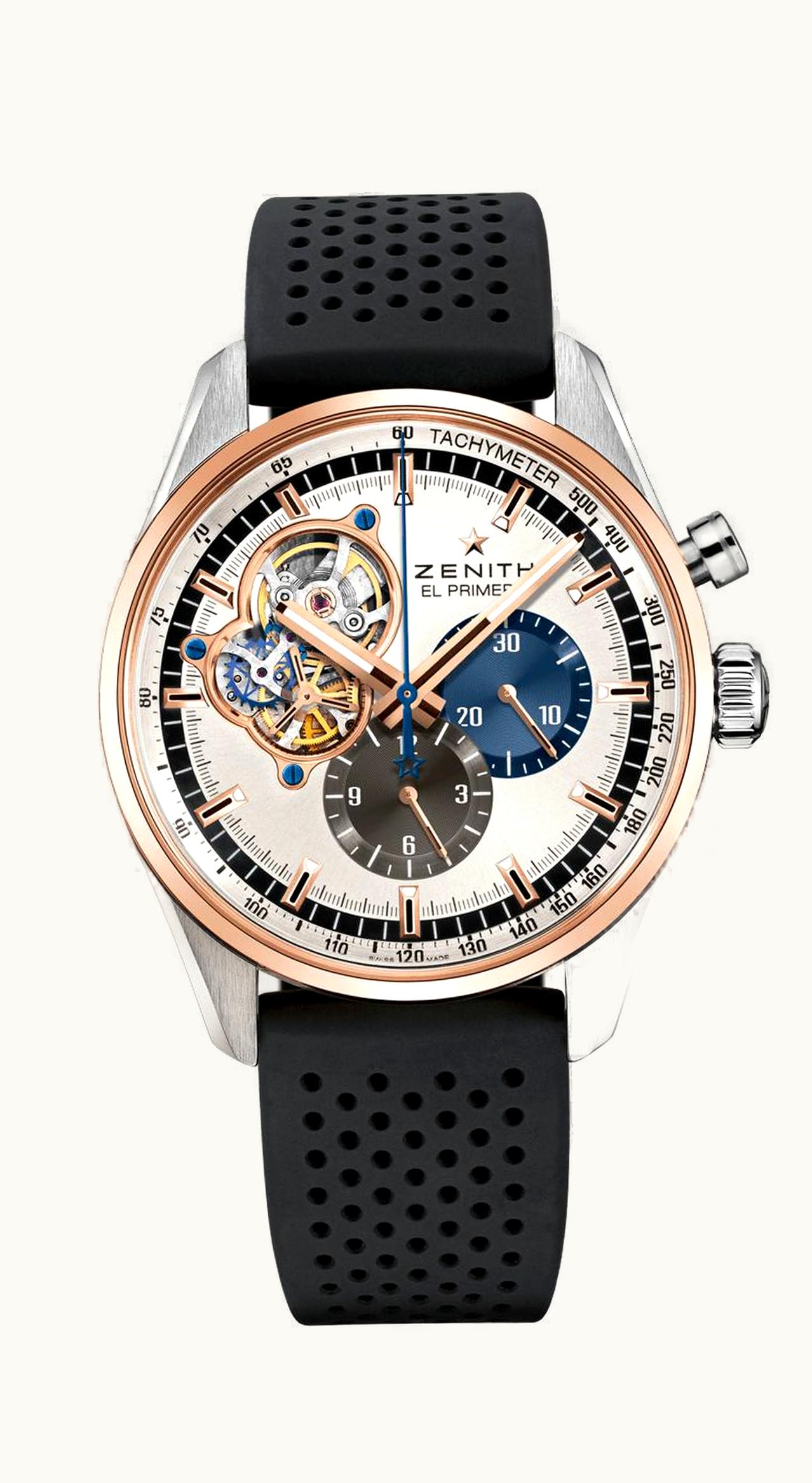 Zenith El Primero Chronomaster Open Stainless Steel / Rose Gold / Silver 1969 / Rubber