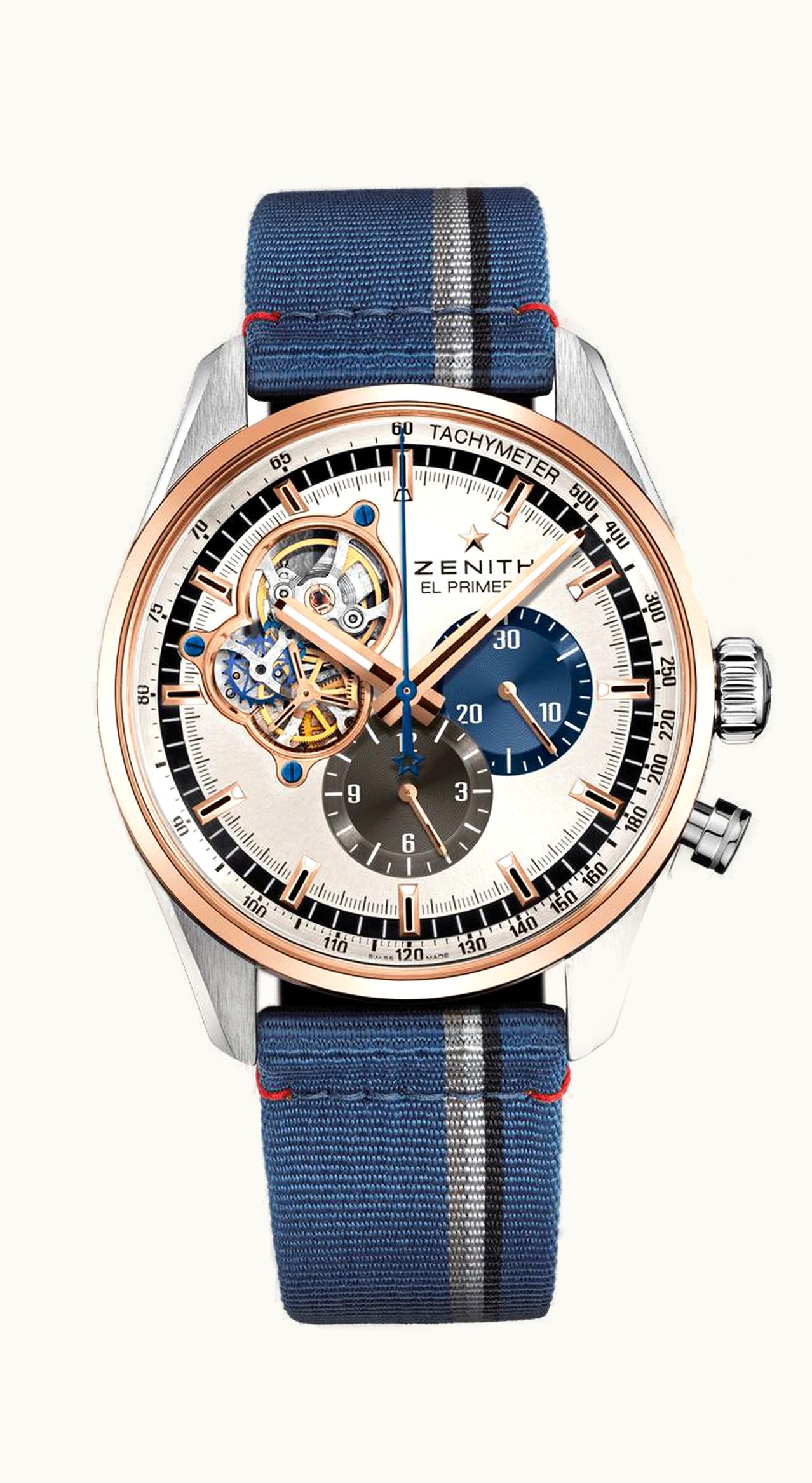 Zenith El Primero Chronomaster Open Stainless Steel / Rose Gold / Silver 1969 / Fabric