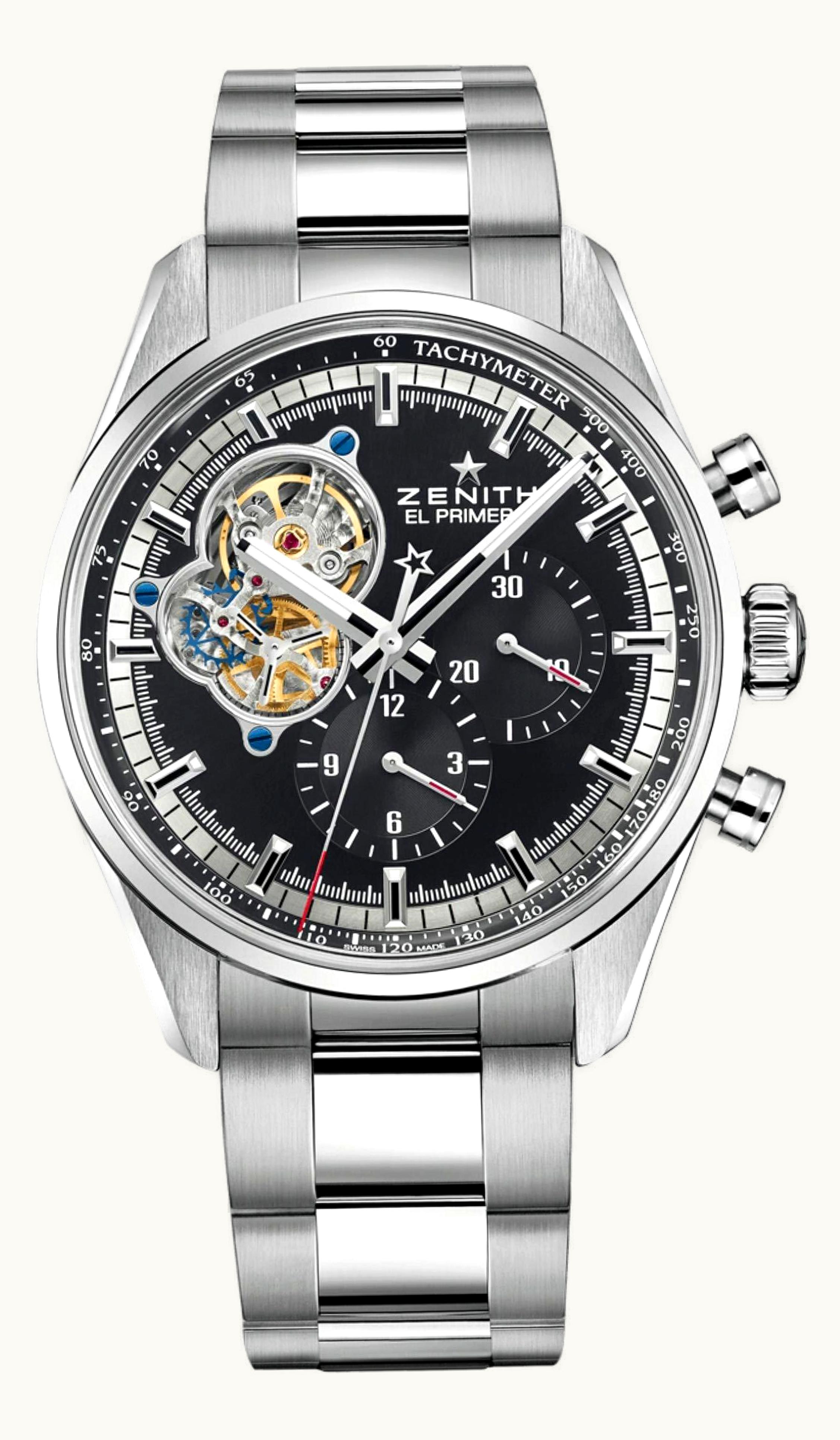 Zenith El Primero Chronomaster Open Stainless Steel / Grey 1969 / Rubber