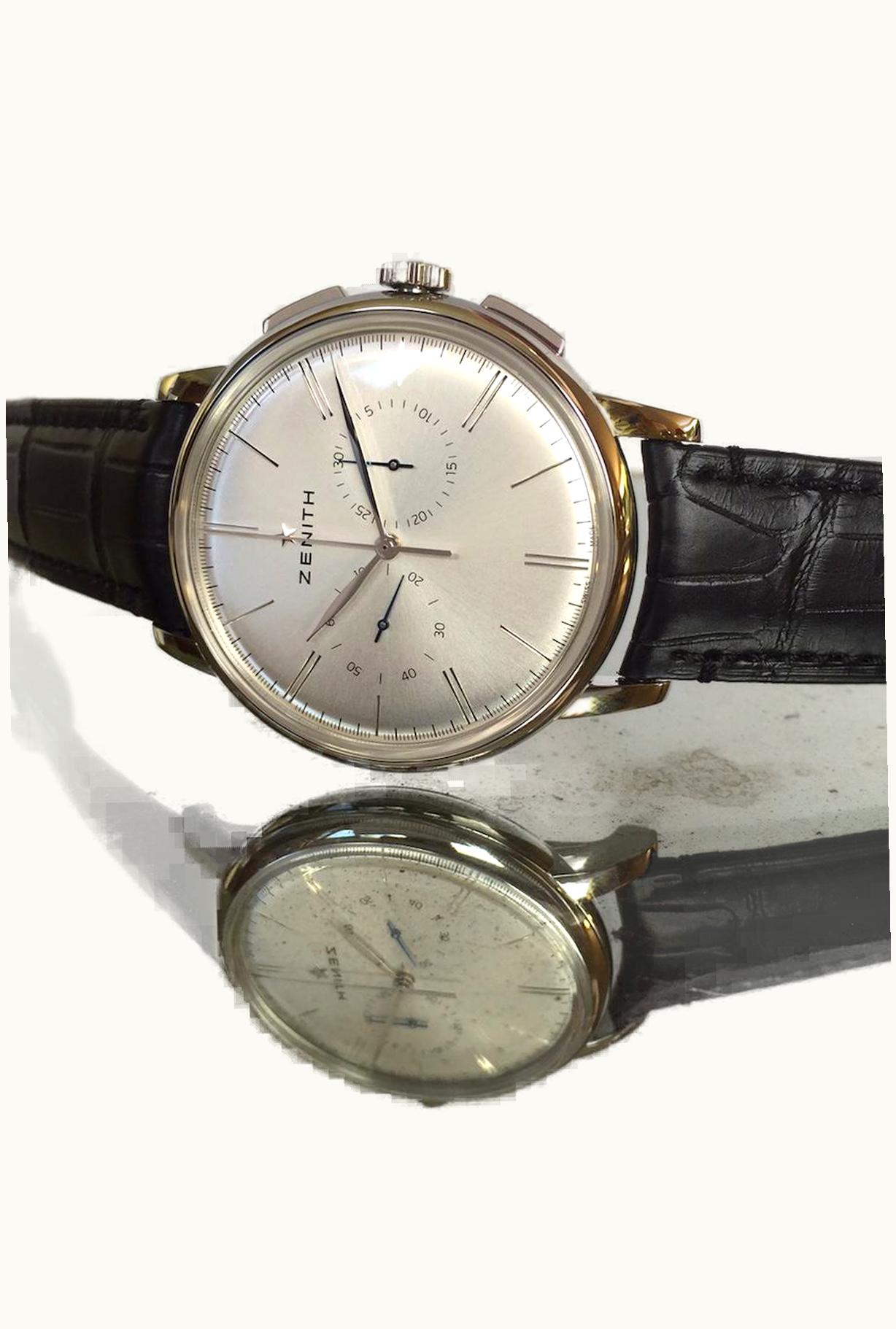 Zenith Elite Chronograph Classic Stainless Steel / Silver / Alligator