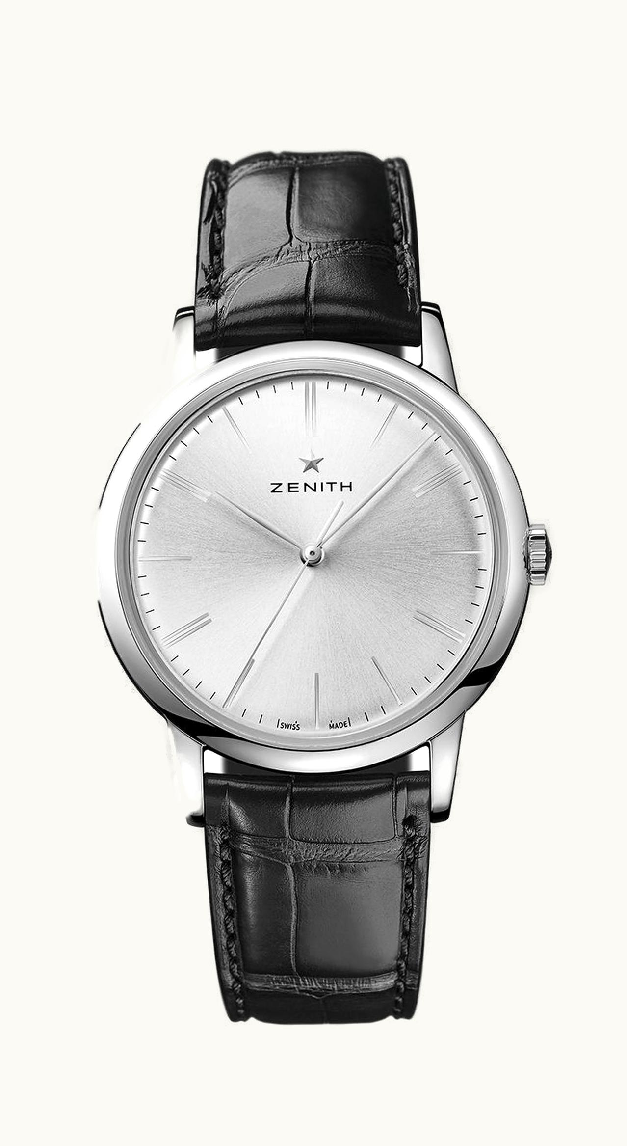 Zenith Elite Classic Stainless Steel / Silver / Alligator
