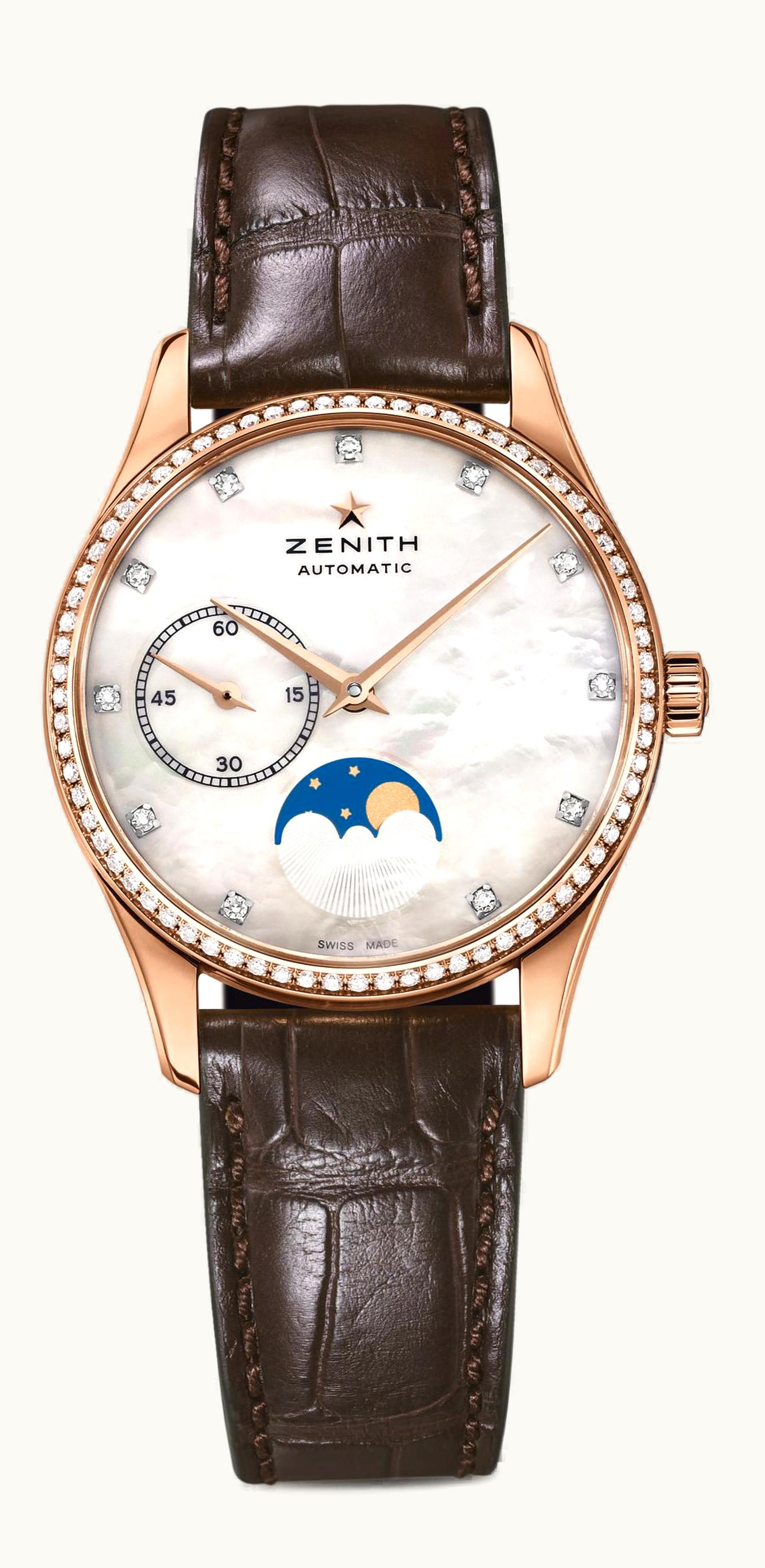 Zenith Elite Ultra Thin Lady Moonphase Rose Gold / MOP / Diamond / Bracelet