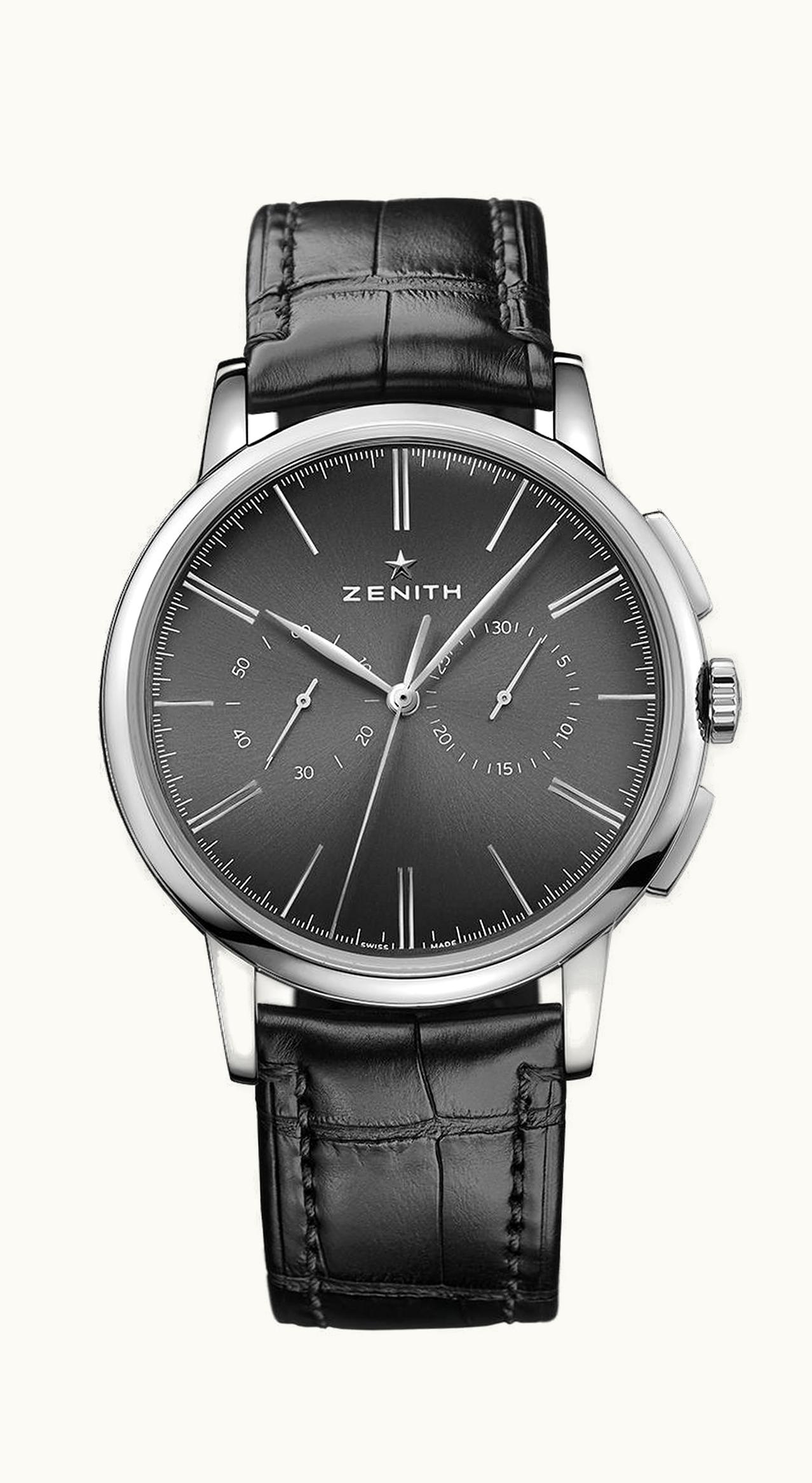 Zenith Elite Chronograph Classic Stainless Steel / Black / Alligator