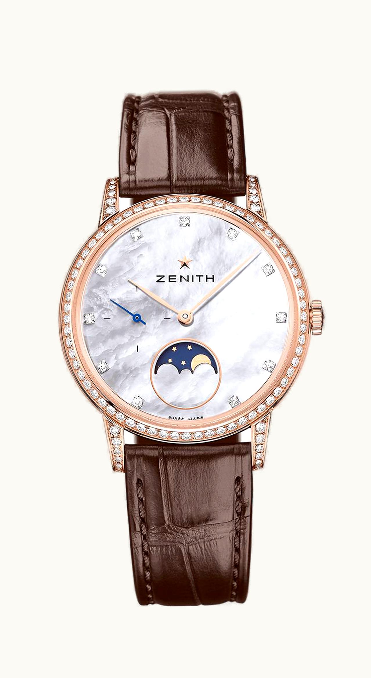 Zenith Elite Lady Moonphase Rose Gold / Mother of Pearl / Alligator