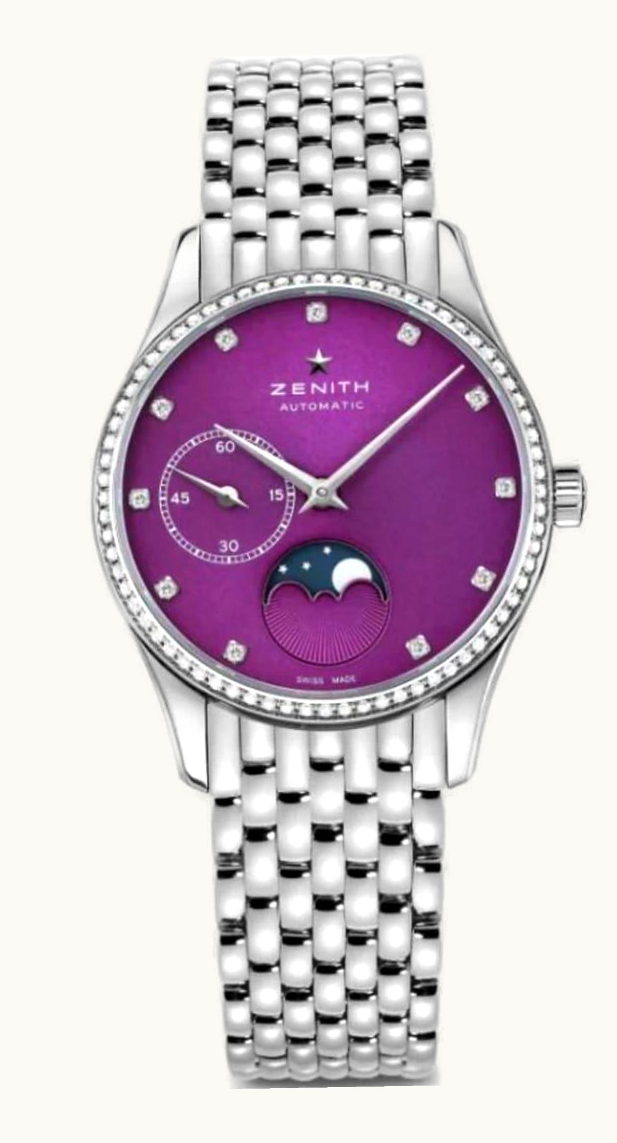 Zenith Elite Ultra Thin Lady Moonphase Purple / Diamond / Bracelet