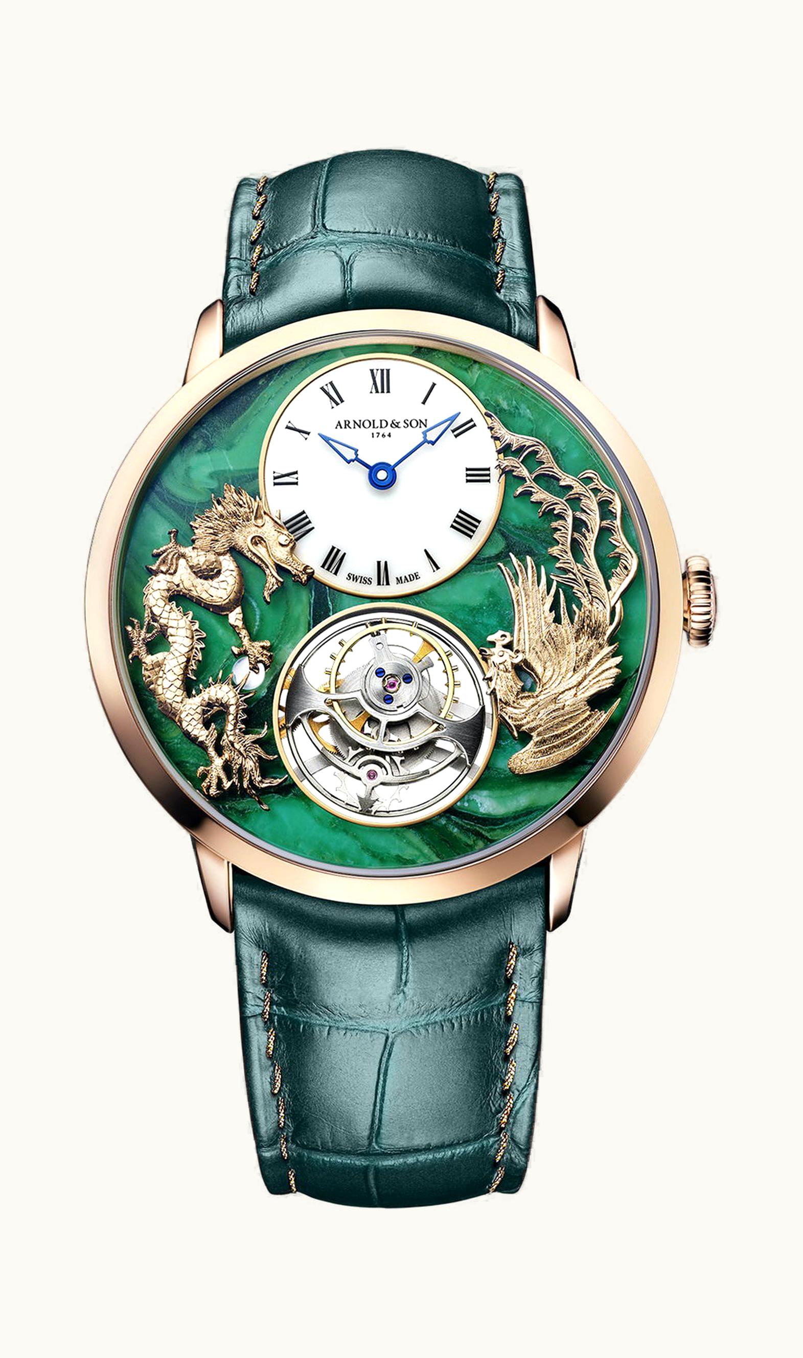 Arnold & Son Ultrathin Tourbillon Red Gold Dragon & Phoenix Verdite