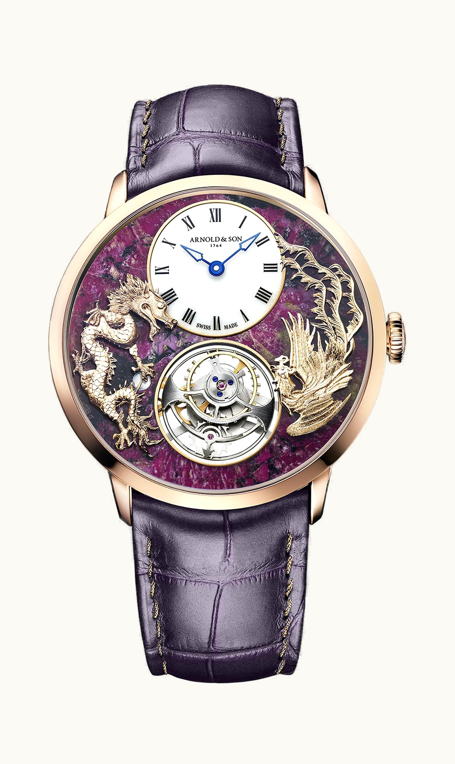 Arnold & Son Ultrathin Tourbillon Red Gold Dragon & Phoenix Eudialyte