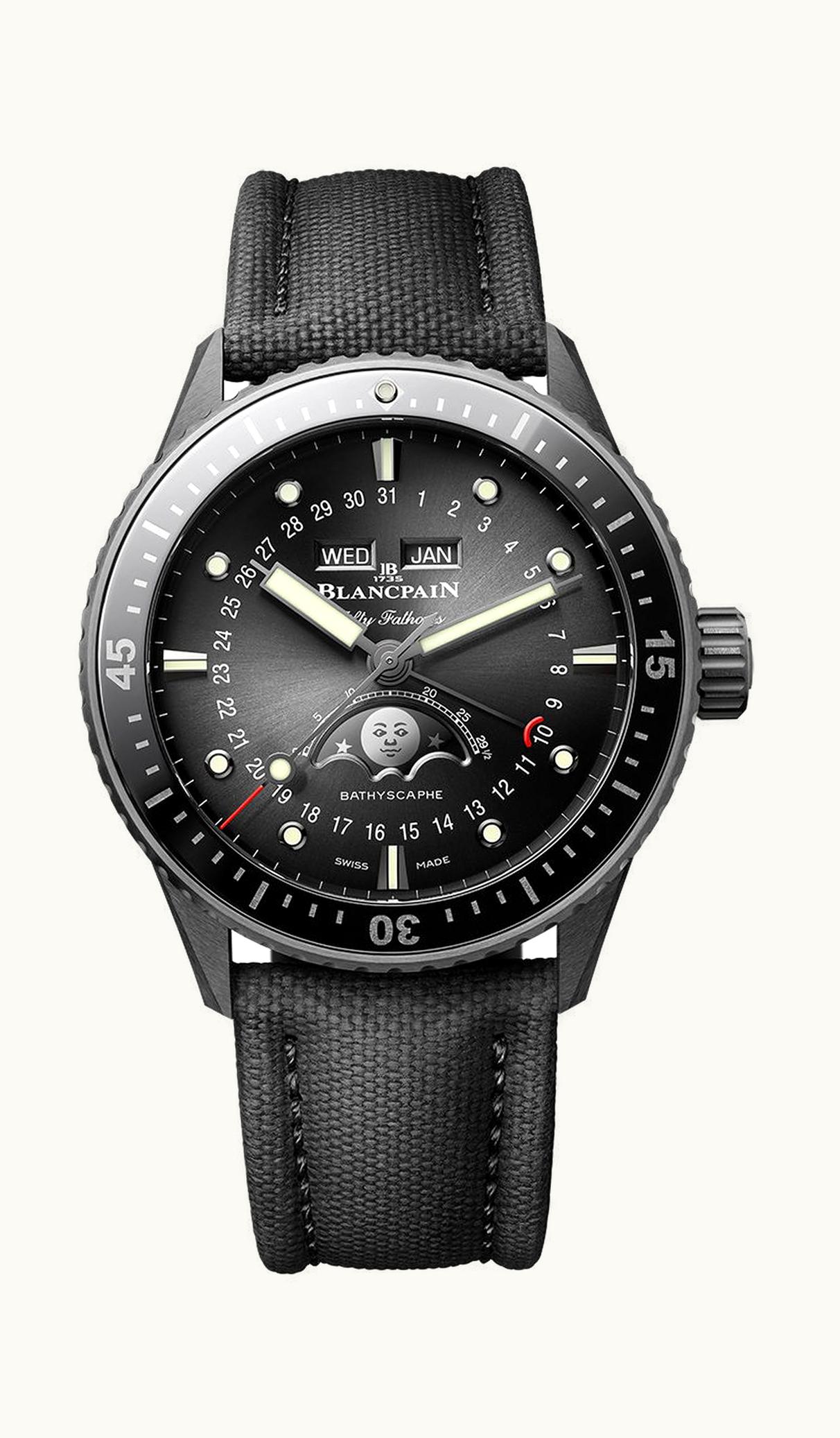 Blancpain Fifty Fathoms Bathyscape Quantième Complet Phases de Lune 43.6mm - Black Ceramic - Automatic Winding