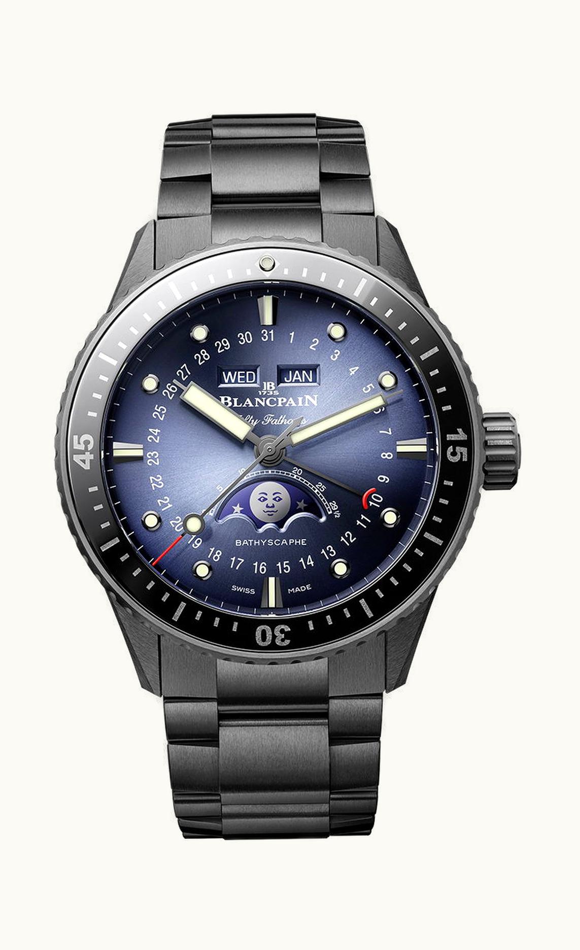 Blancpain Fifty Fathoms Bathyscape Quantième Complet Phases de Lune 43.6mm - Black Ceramic - Automatic Winding