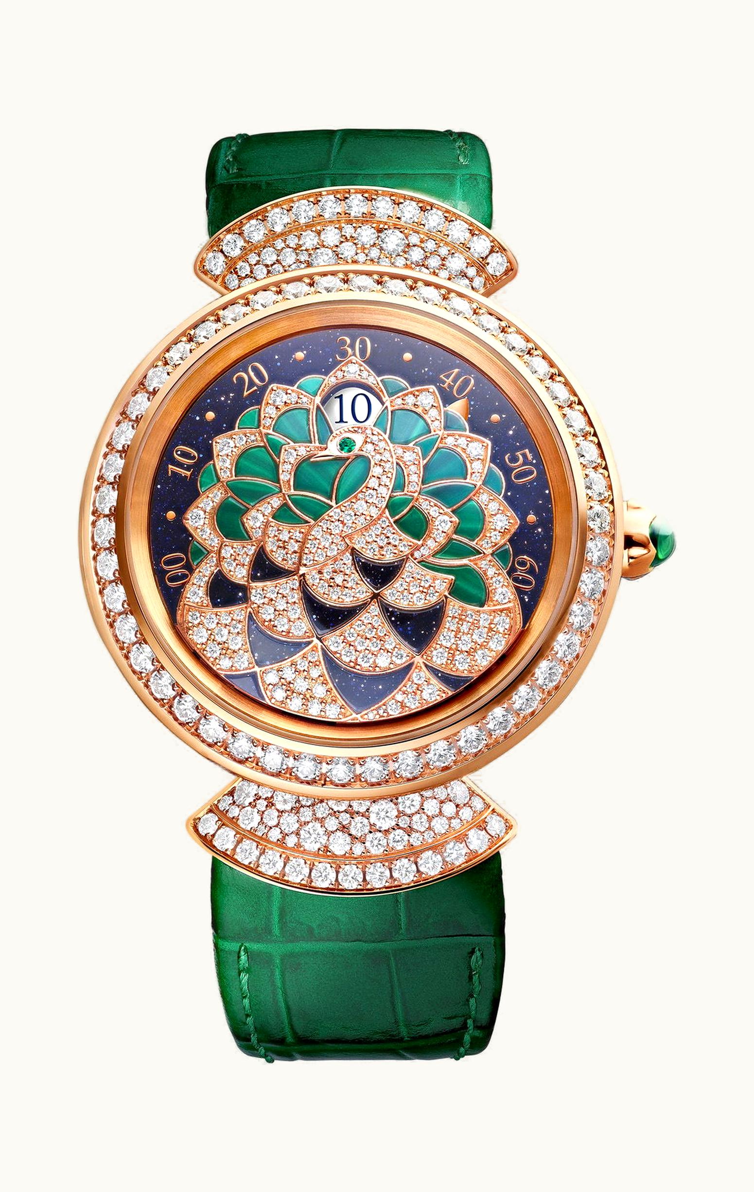 Bulgari Bvlgari Divas’ Dream Peacock Precious Marquetry Jumping Hour 37mm - Rose Gold - Automatic Winding