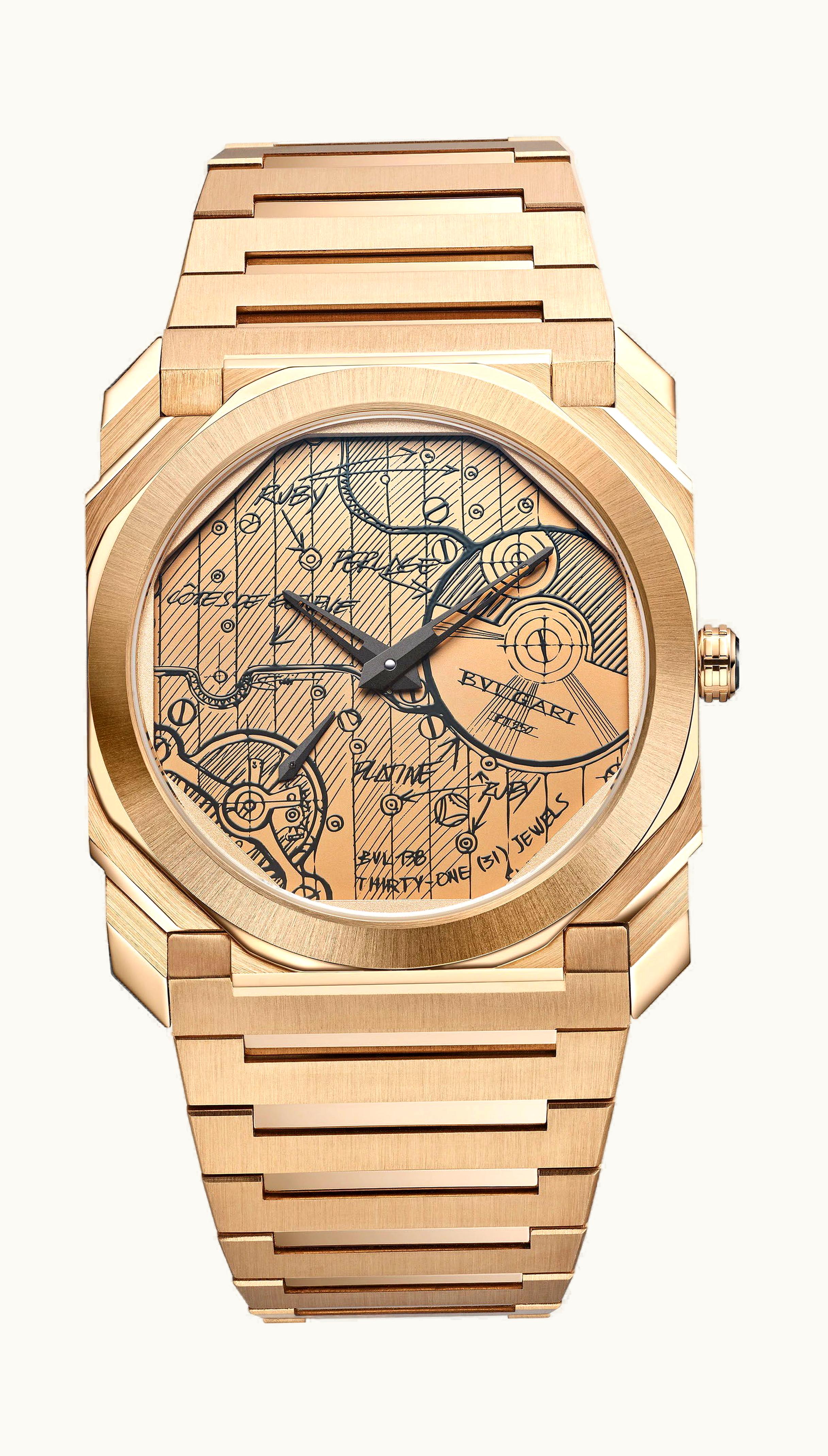 Bulgari Bvlgari Octo Finissimo Chronograph GMT BVL 318 Sketch 40mm - Rose Gold - Automatic Winding