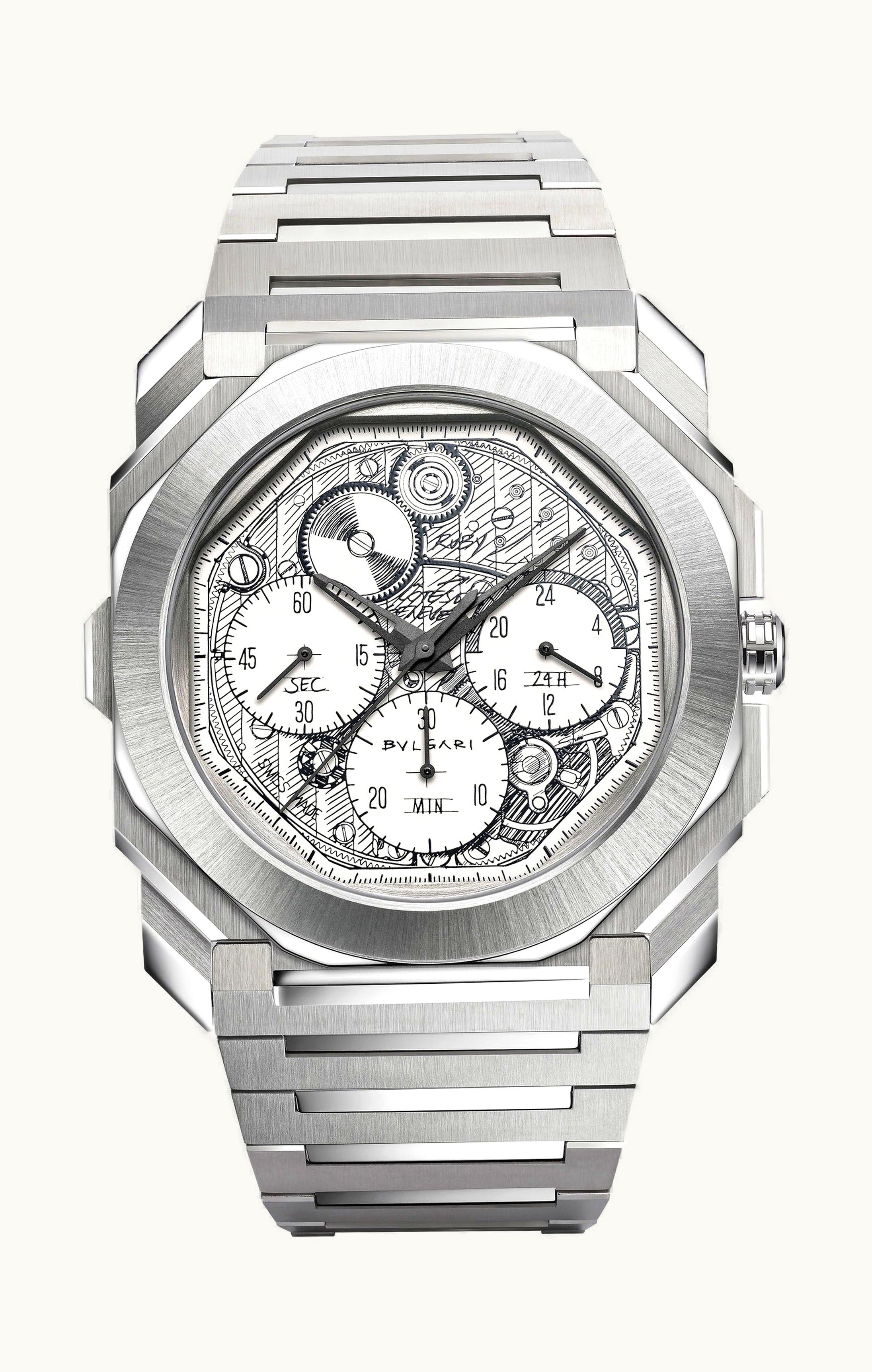 Bulgari Bvlgari Octo Finissimo Chronograph GMT BVL 318 Sketch 43mm - Stainless Steel - Automatic Winding