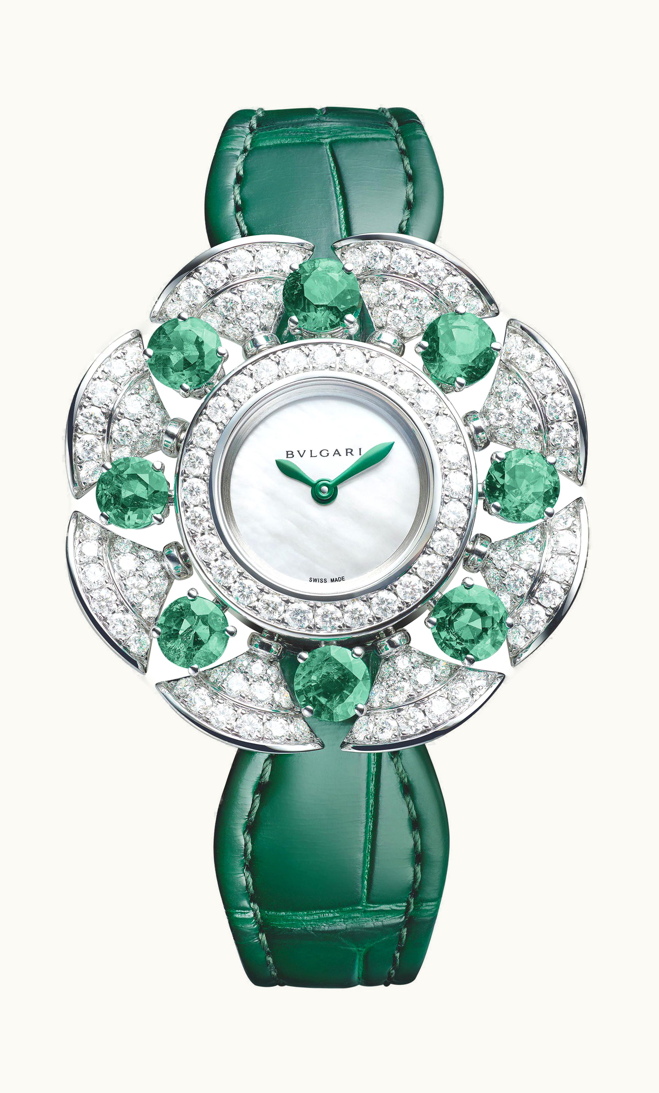 Bulgari Bvlgari Divas’ Dream Divissima Emeralds 33mm - White Gold - Quartz