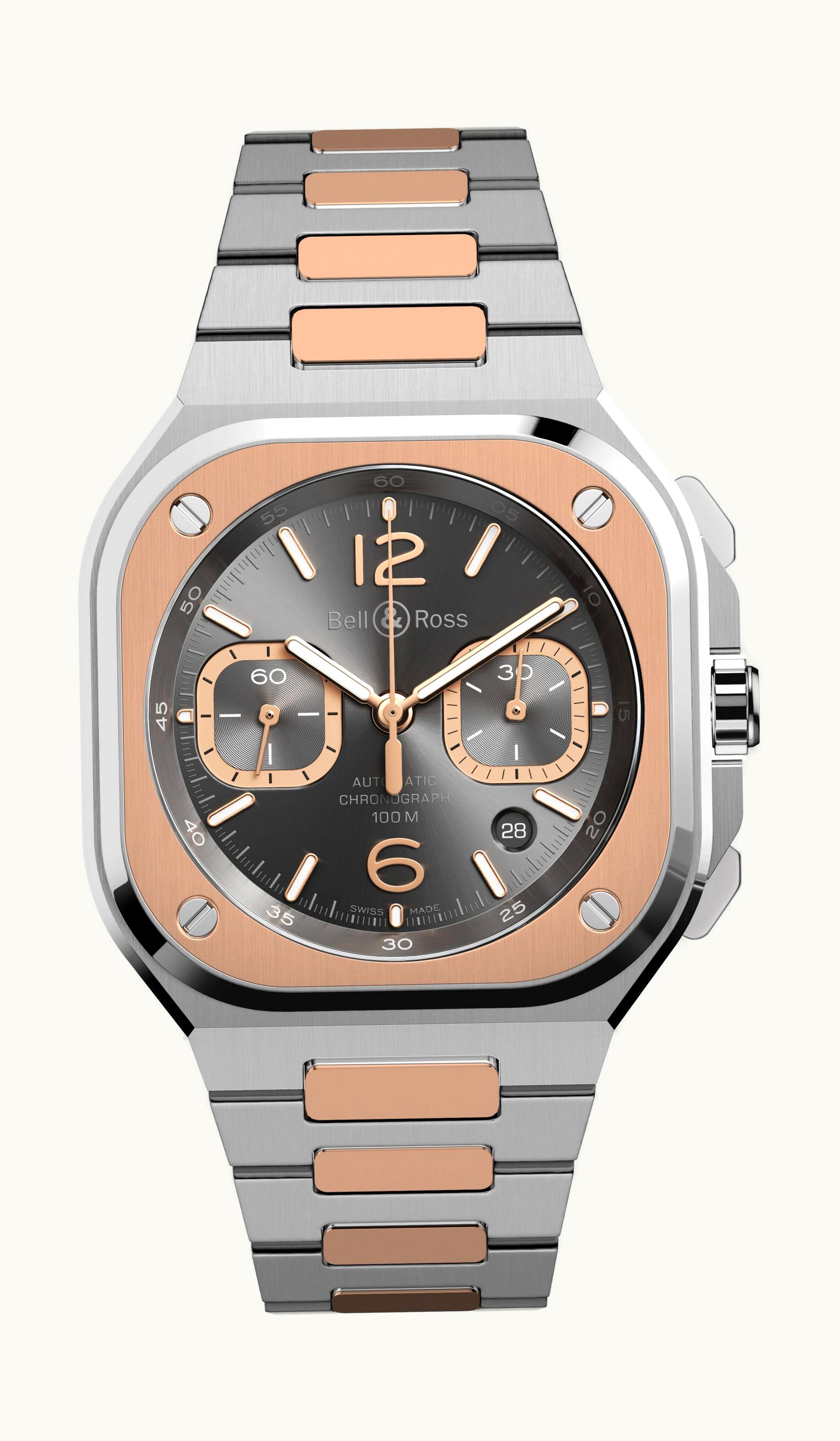 Bell & Ross BR 05 Chrono Gray Steel & Gold 42 x 42mm - Two-Tone - Automatic Winding