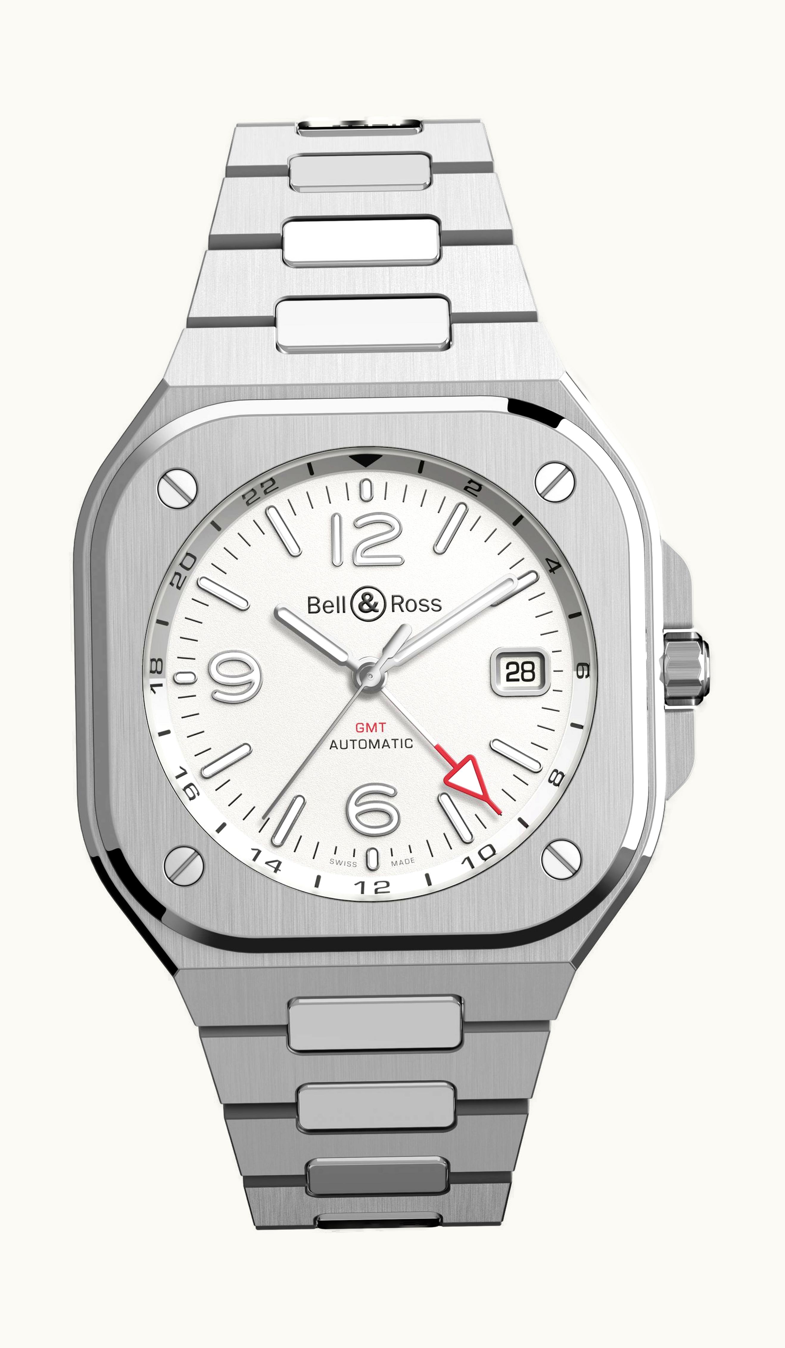 Bell & Ross BR 05 GMT White 41mm - Stainless Steel - Automatic Winding