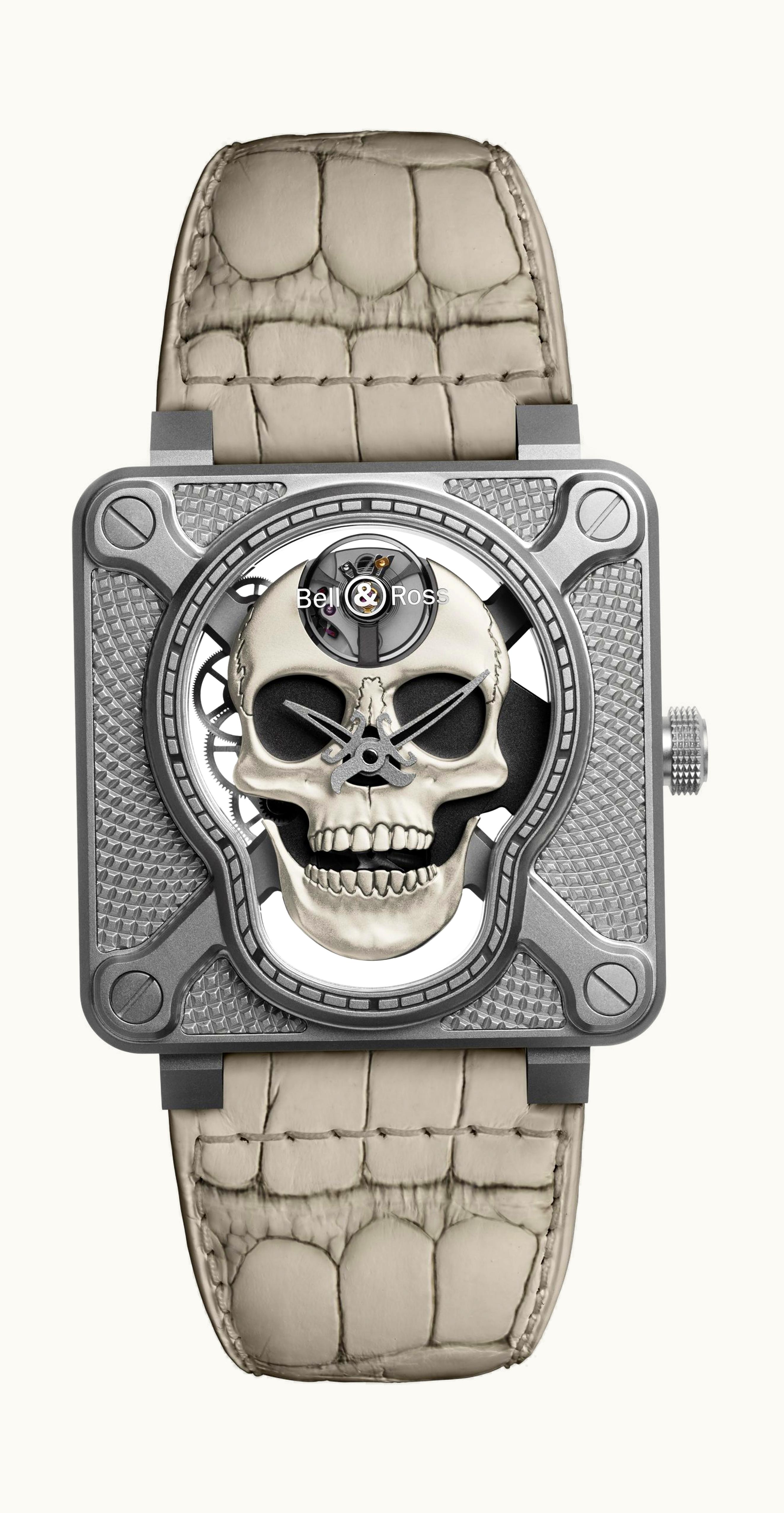 Bell & Ross BR 01 LAUGHING SKULL WHITE 46mm - Stainless Steel - Manual Winding